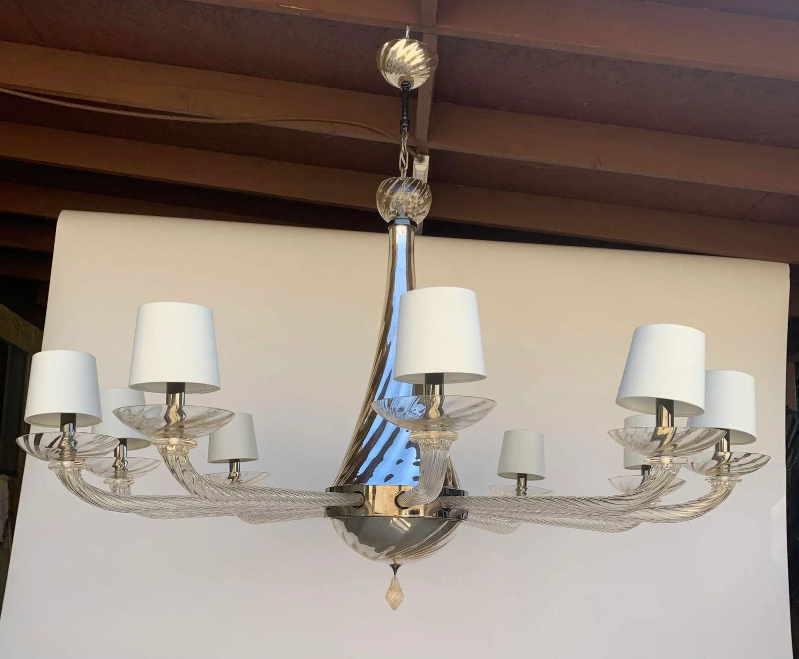 Donghia Giro Luna Grande Murano Glass Chandelier Vintage , Gold Dust - 10