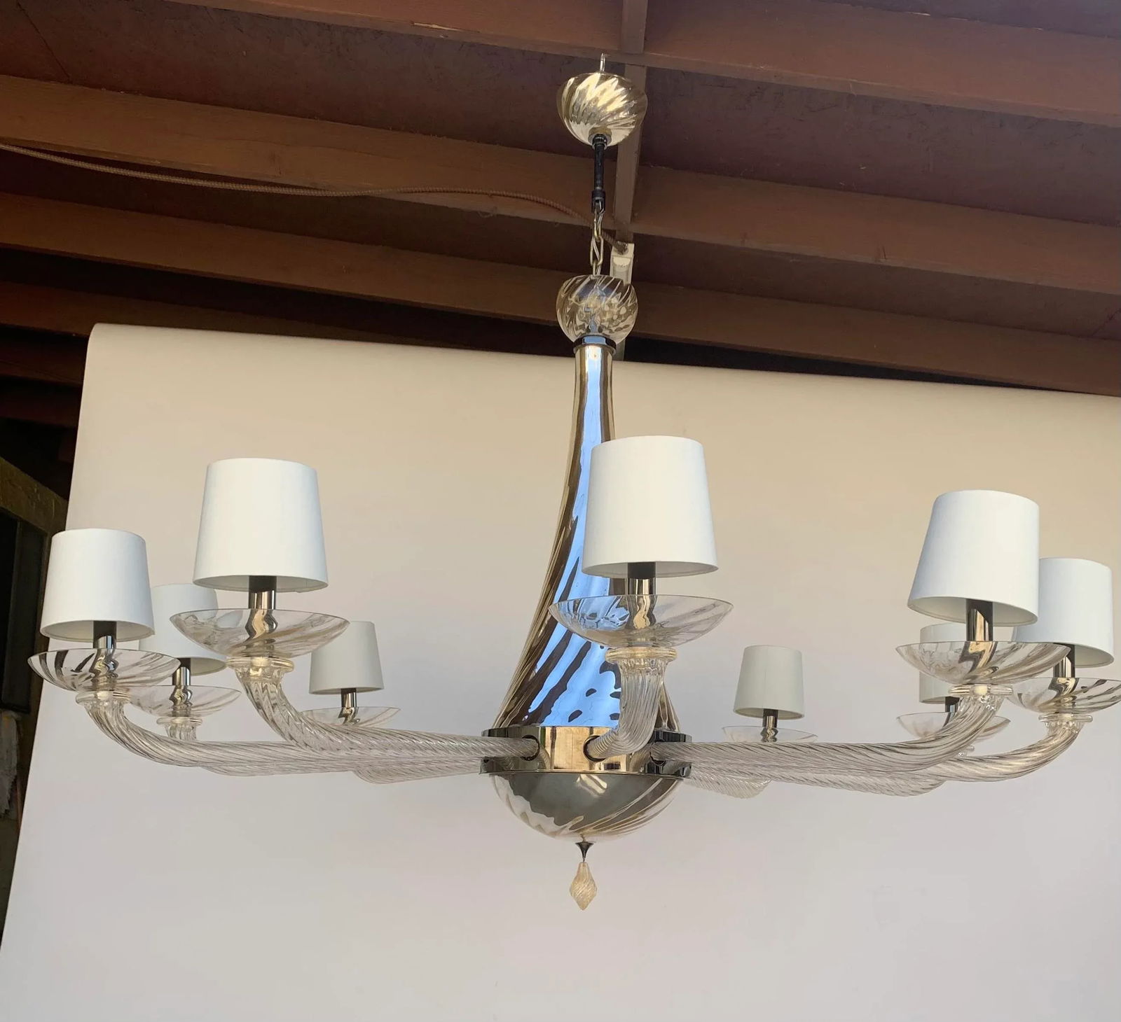 Donghia Giro Luna Grande Murano Glass Chandelier Vintage , Gold Dust - 6