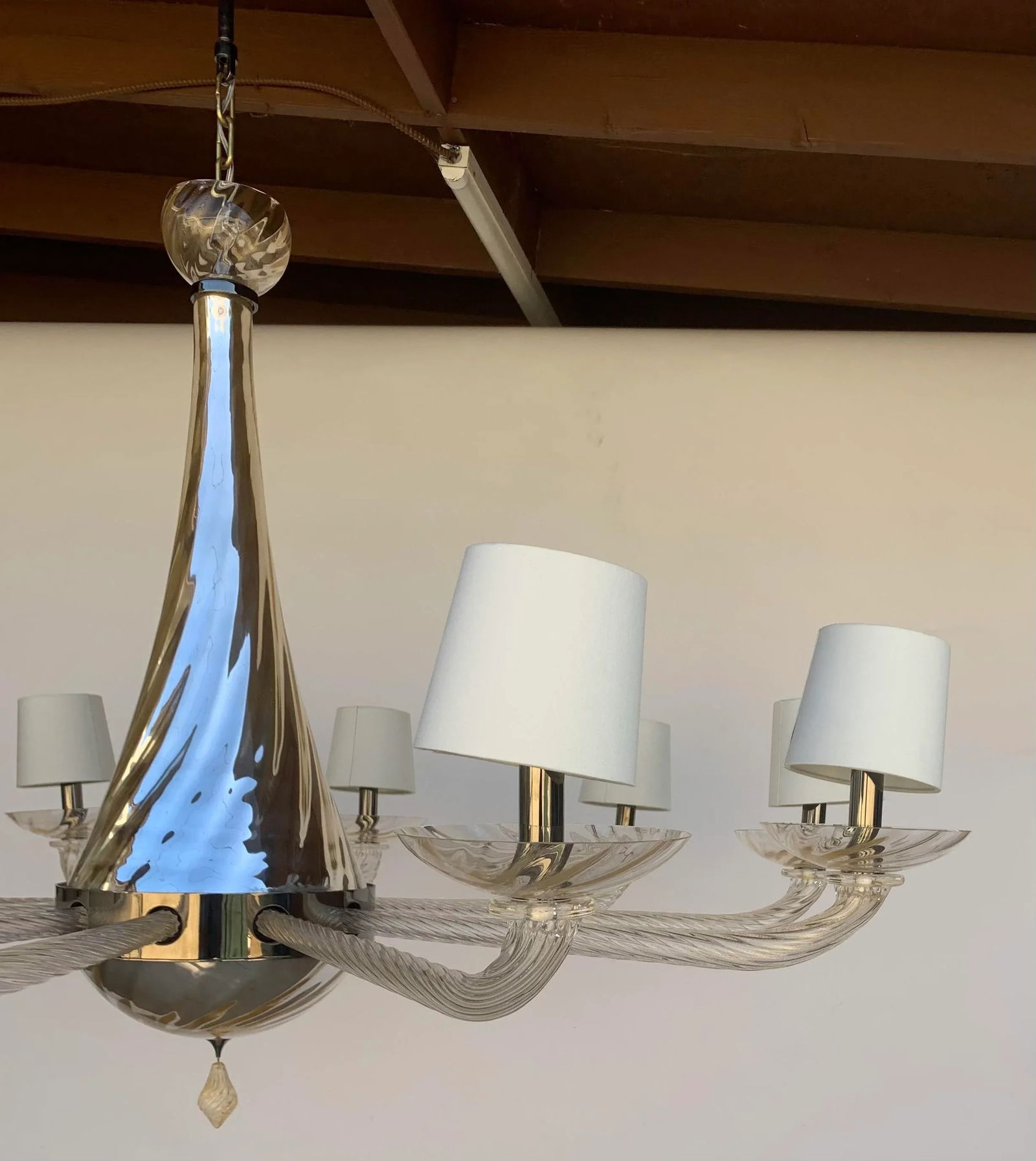 Donghia Giro Luna Grande Murano Glass Chandelier Vintage , Gold Dust - 7