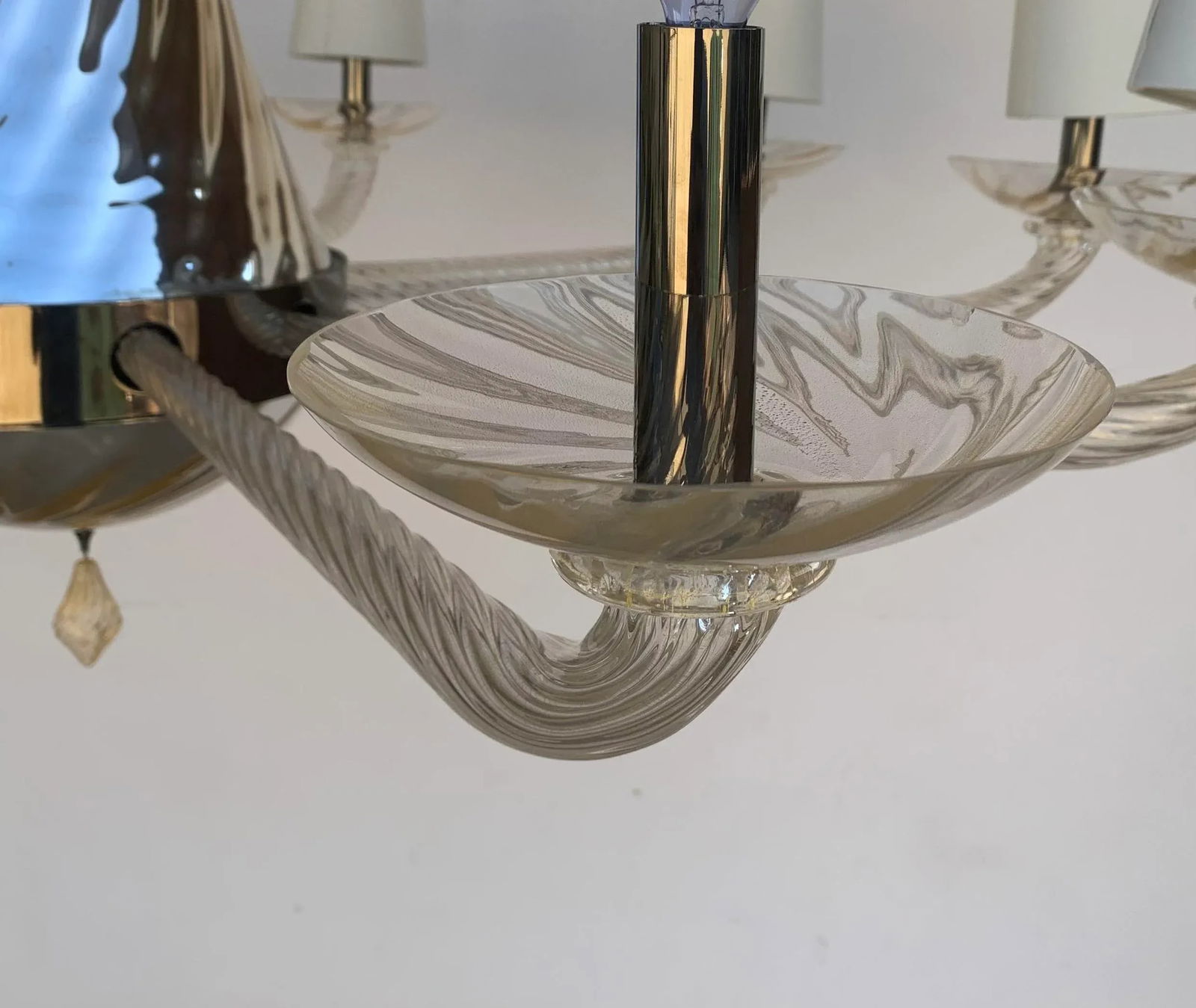 Donghia Giro Luna Grande Murano Glass Chandelier Vintage , Gold Dust - 8