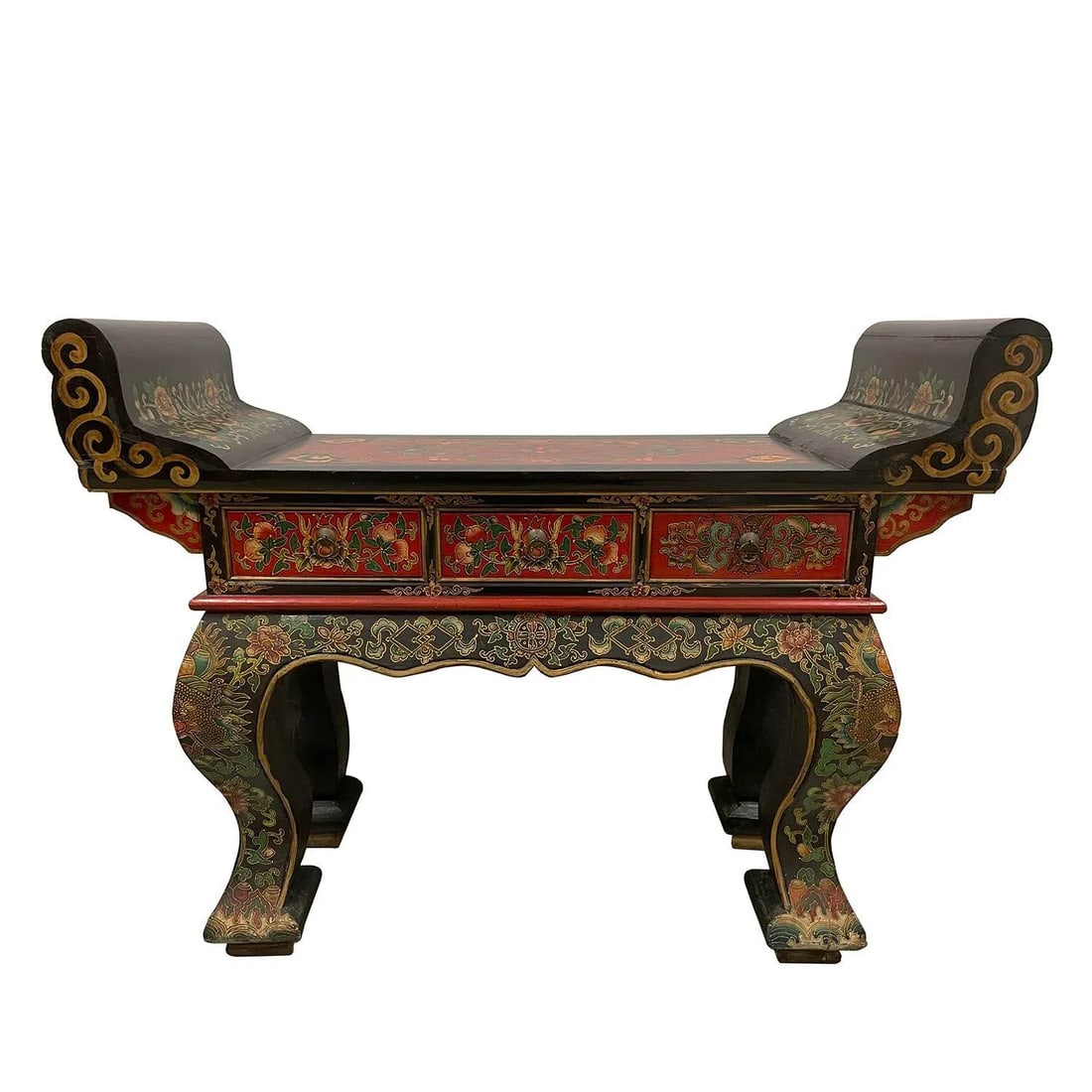 Vintage Tibetan Painted Altar Table - 13