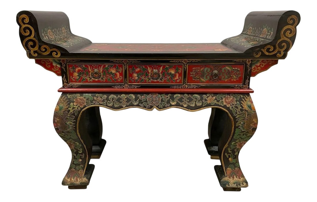 Vintage Tibetan Painted Altar Table (1 of 13)
