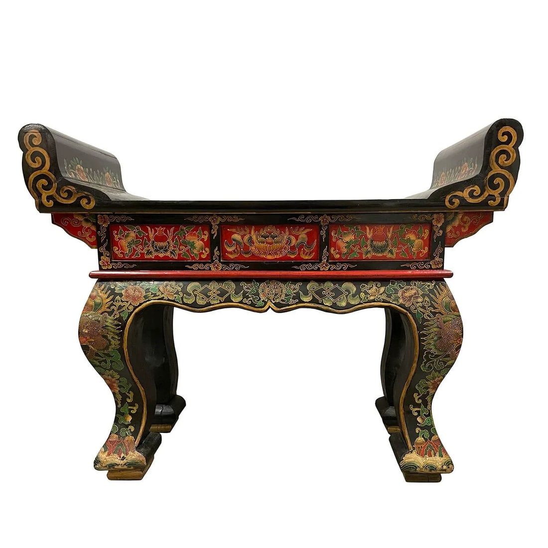 Vintage Tibetan Painted Altar Table - 9