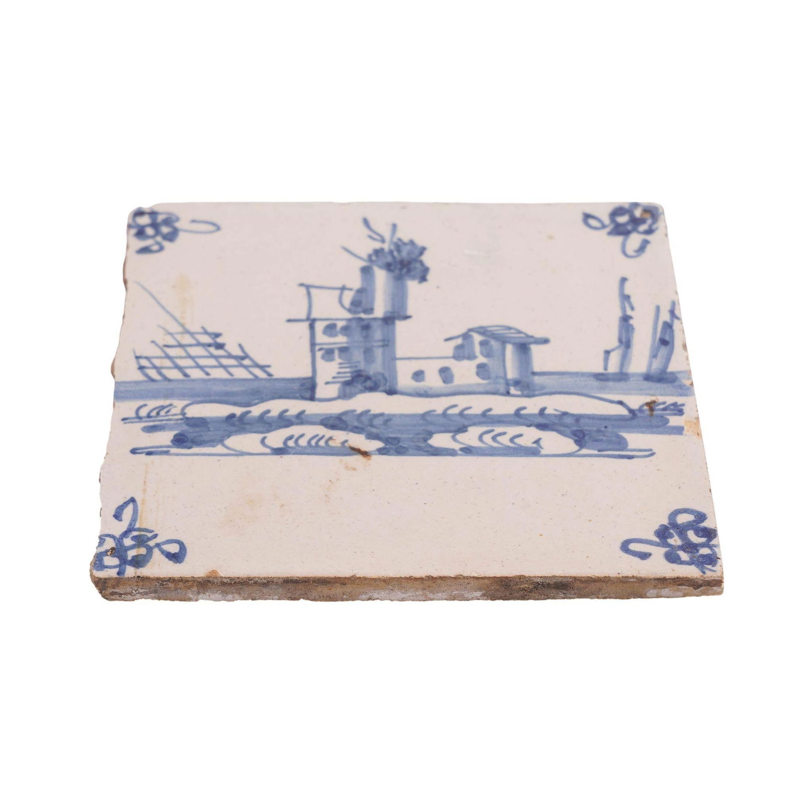 Pair of Delft Faience Tiles in Cobalt Blue, C. 1700's - 4