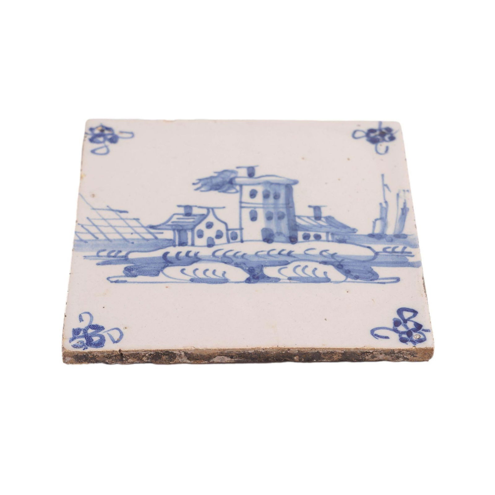 Pair of Delft Faience Tiles in Cobalt Blue, C. 1700's - 7