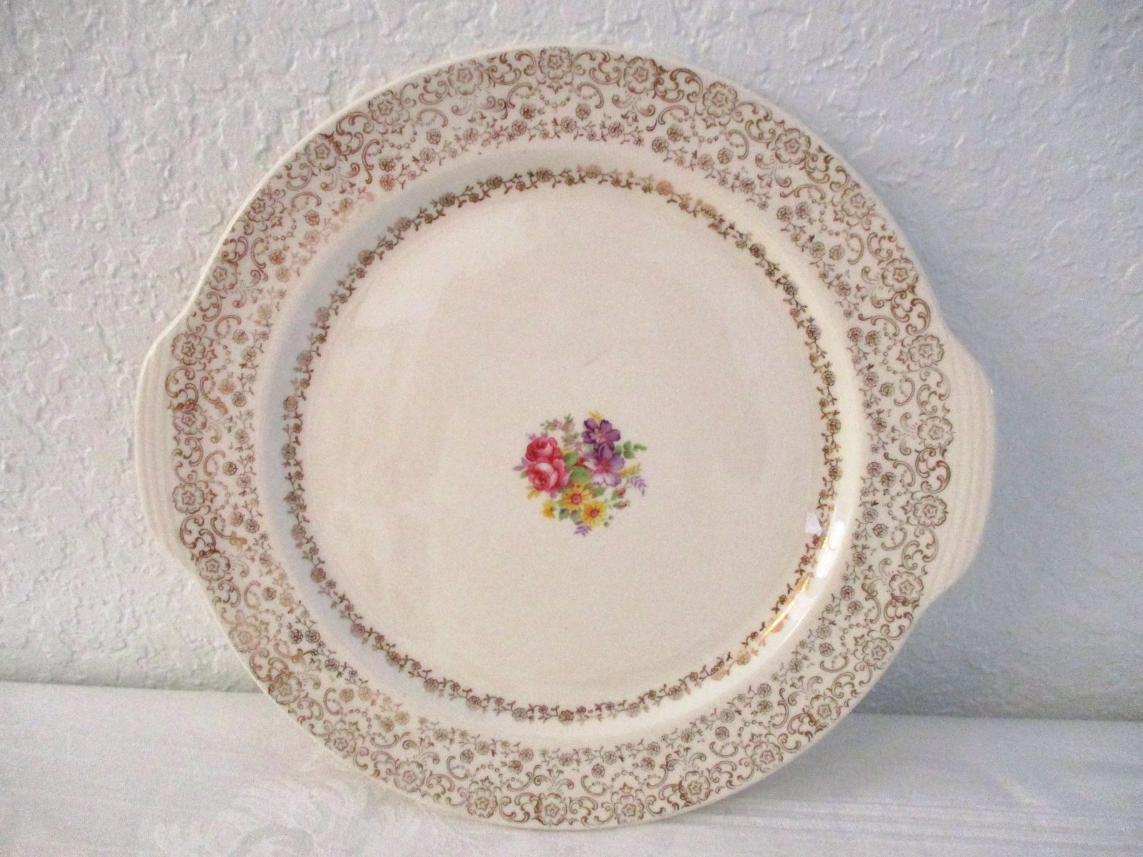 Mid-Century French Saxon Gold Lace Platter - 5