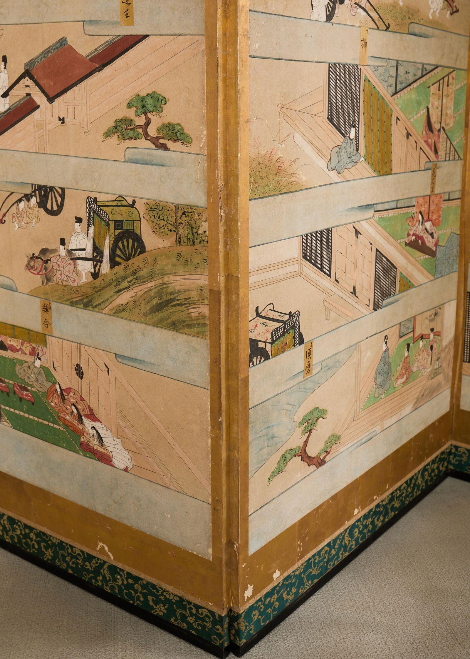 Fifty-Four Scenes from The Tale of Genji Six Panel Screens - a Pair - 11