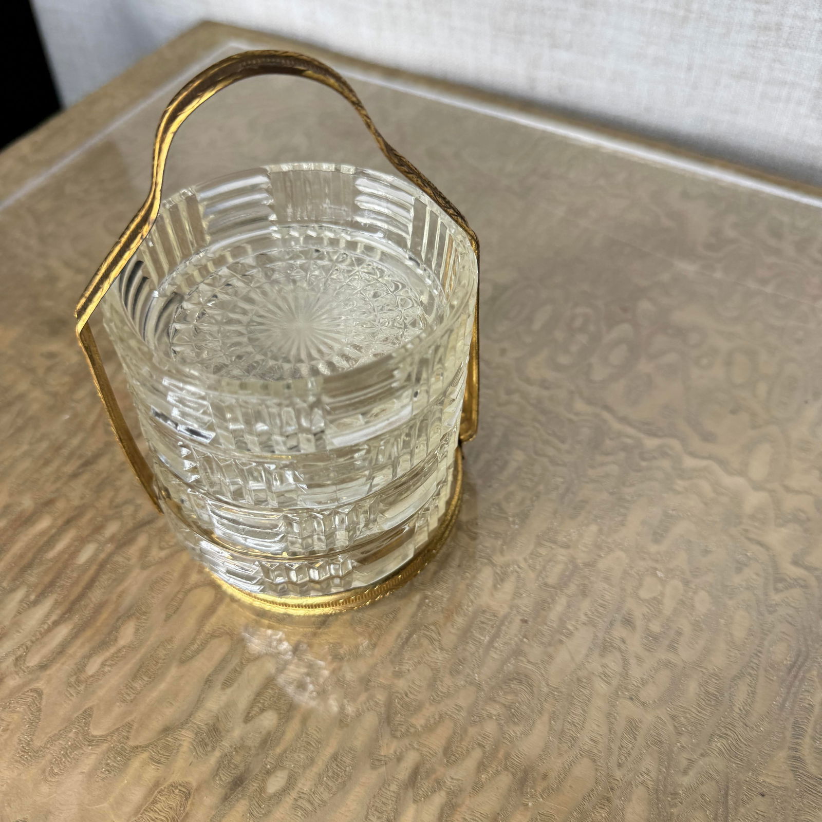 1950s Mid Century Brass Handled Condiment Server With Starburst Pressed Glass Inserts, Set of Four - 10