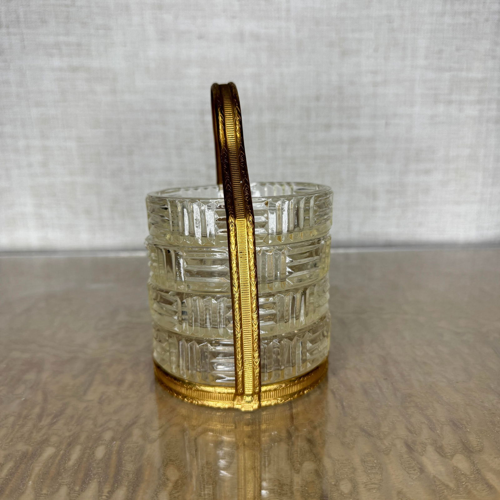 1950s Mid Century Brass Handled Condiment Server With Starburst Pressed Glass Inserts, Set of Four - 6