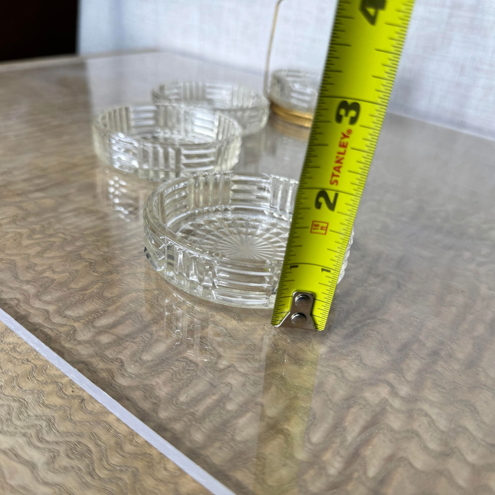 1950s Mid Century Brass Handled Condiment Server With Starburst Pressed Glass Inserts, Set of Four - 9