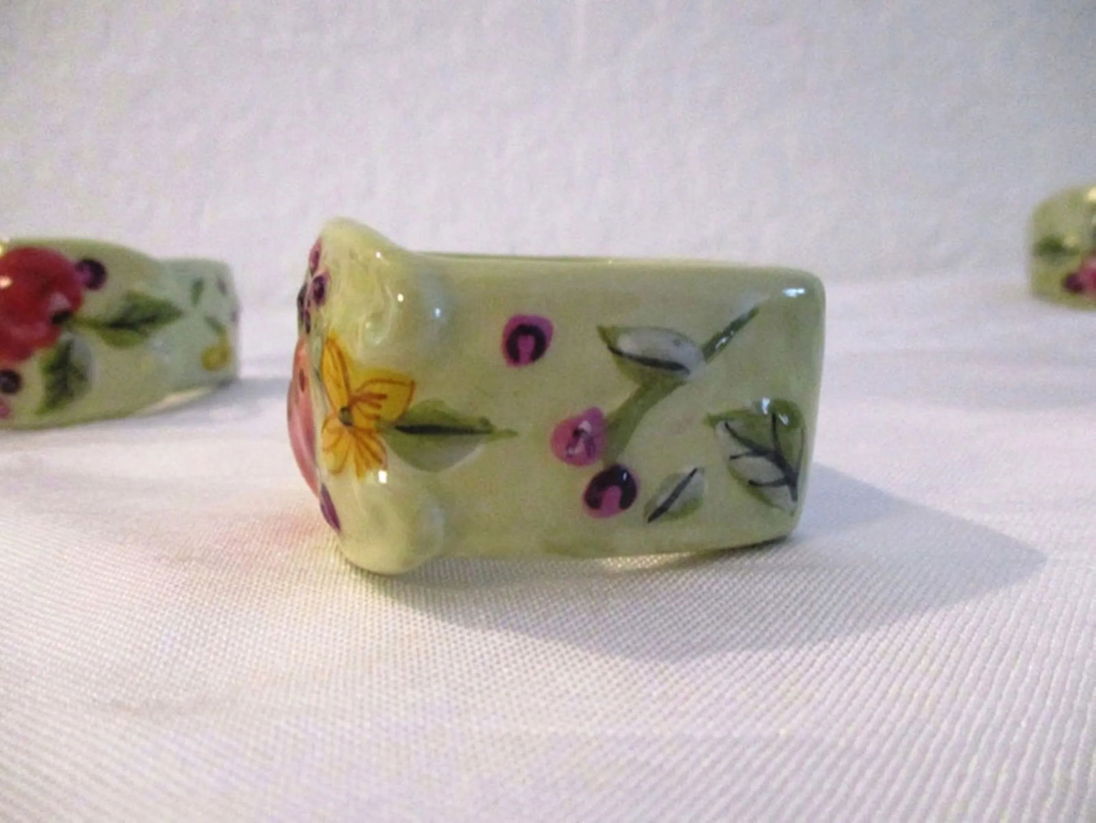 Vintage Fruitful Tapestry Ceramic Napkin Holders, S/8 - 3