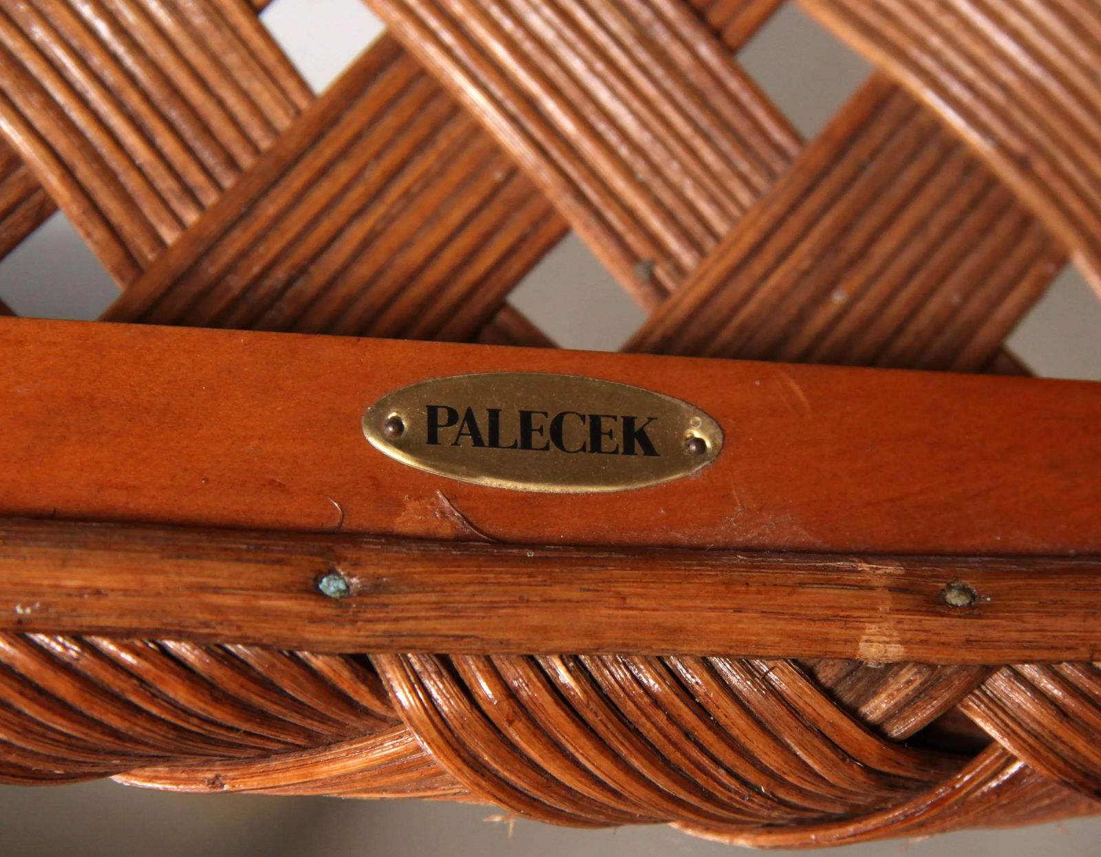 Vintage Palecek Rattan Wicker Oversized Dark Green Upholstered Ottoman - 11