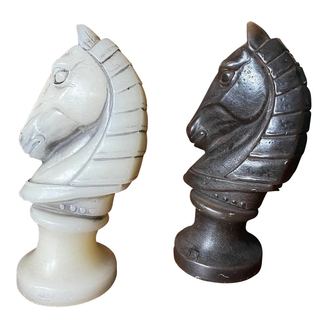 Lenox Horse Head Candles- a Pair: Pair of Lenox horse head candles in black and white. Both are vintage and both have never once been used. Label is still affixed to both candles. As you may see both candles have a certain swagger or