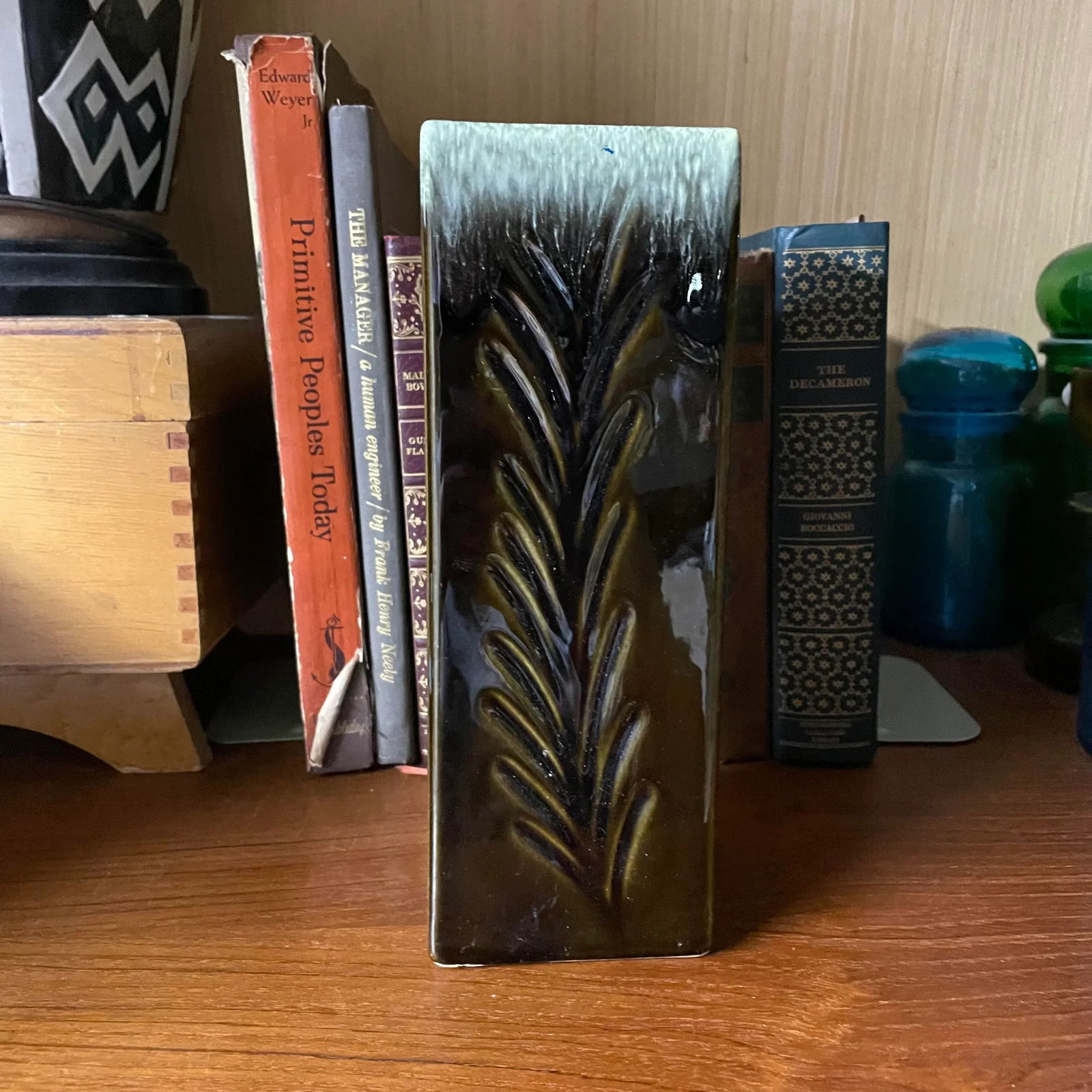 1970s Hull Tall Green Drip Glaze Vase - 2