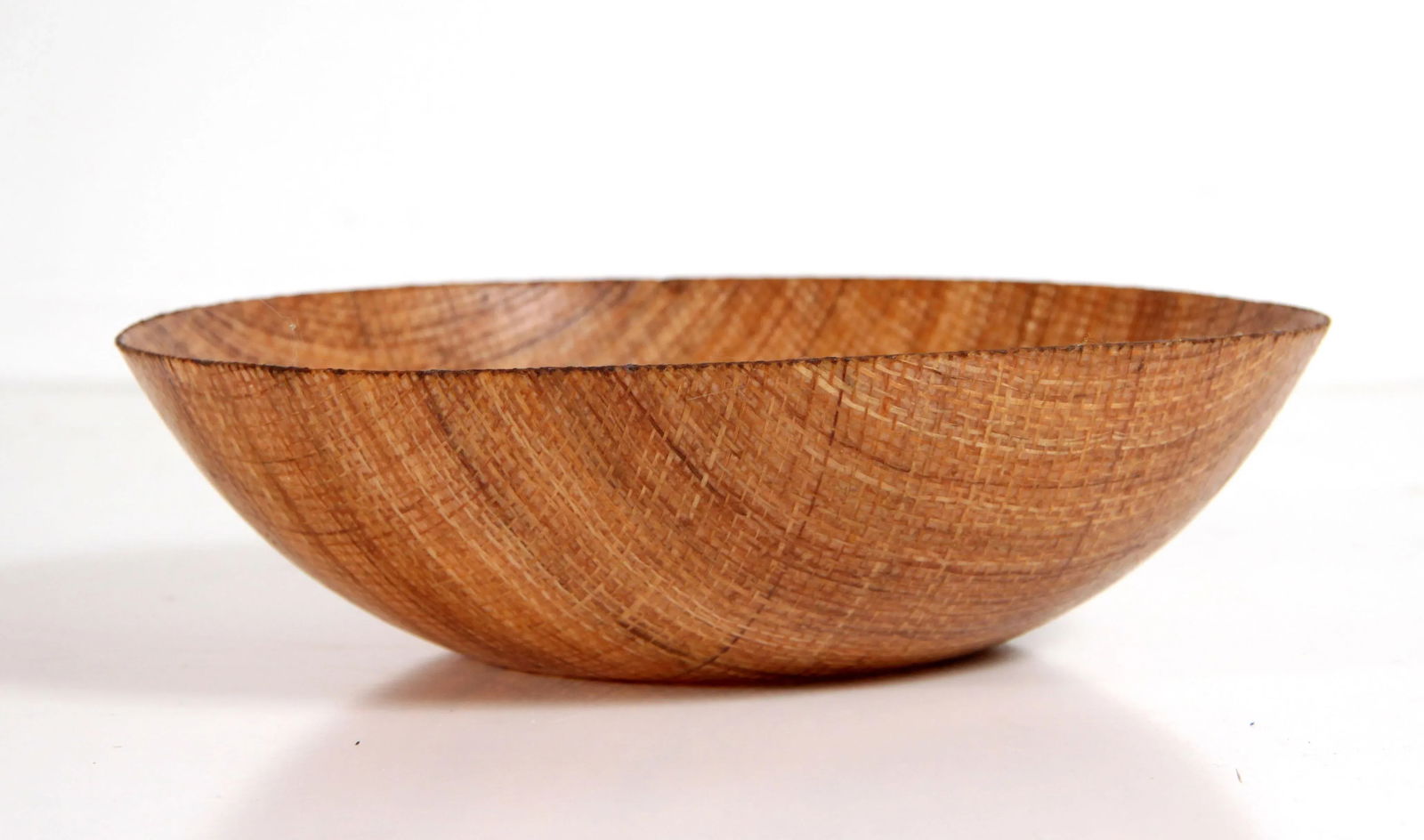 Mid Century Modern / Tiki Bar Woven Raffia Fiberglass Serving Bowl - 2