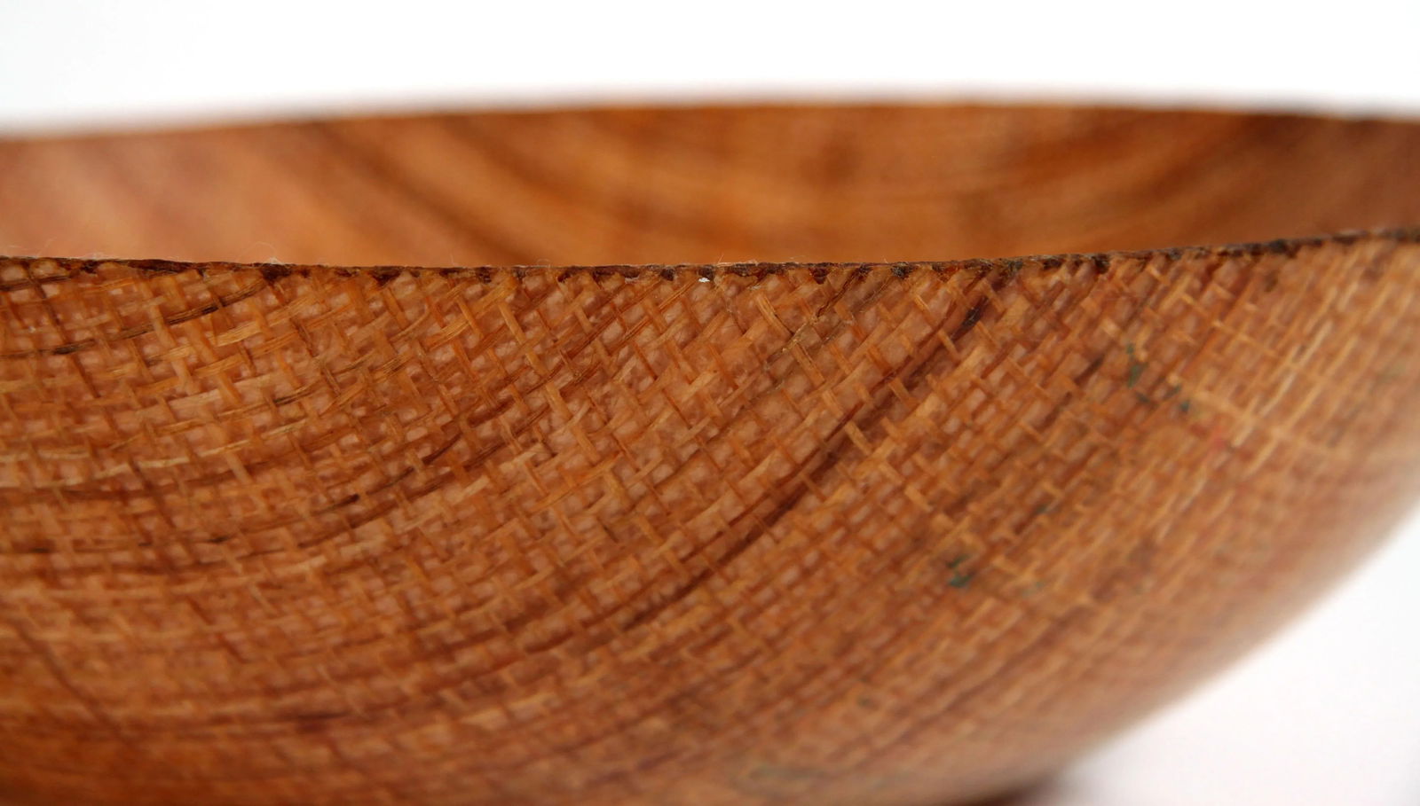 Mid Century Modern / Tiki Bar Woven Raffia Fiberglass Serving Bowl - 4