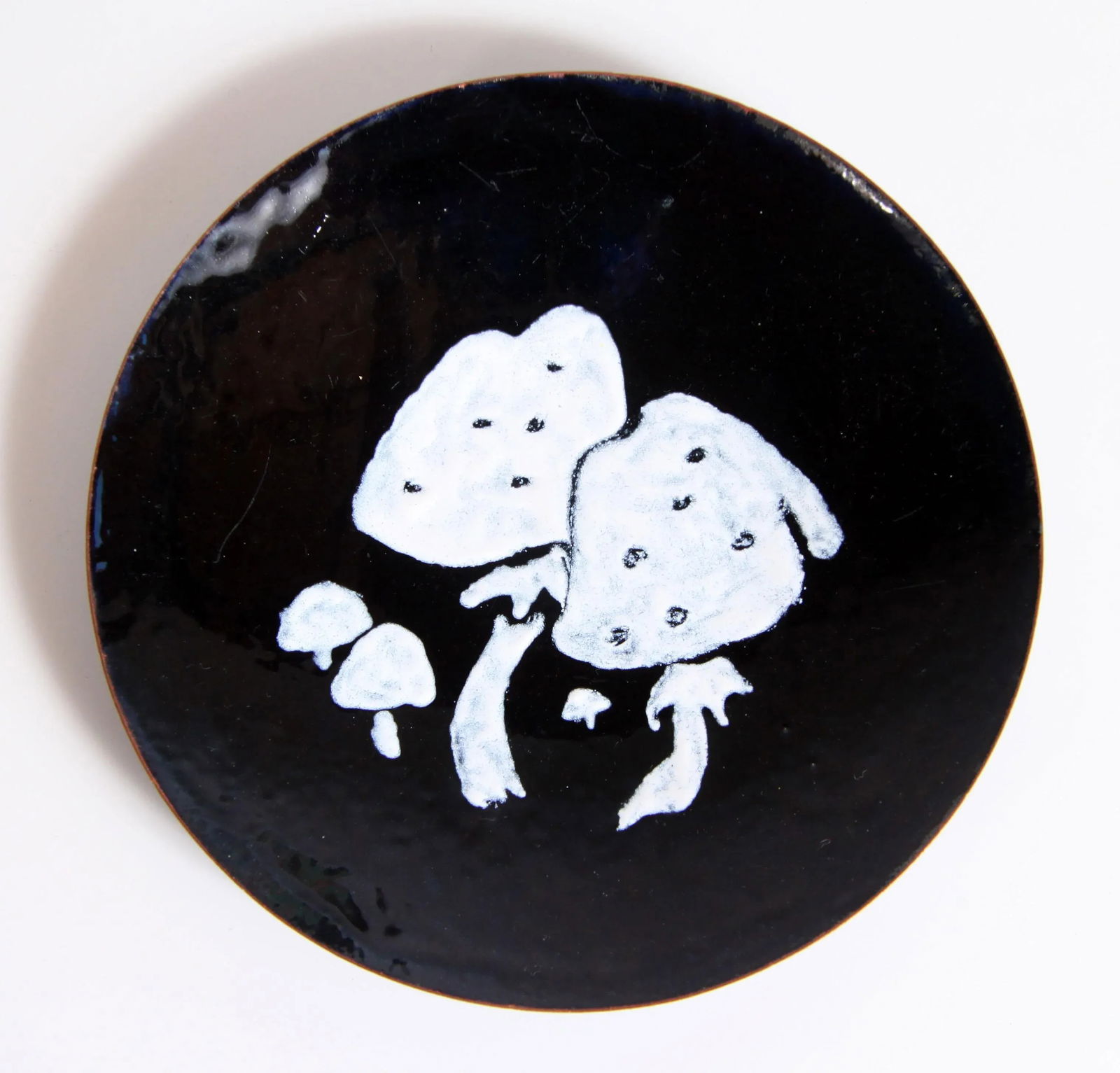 Mid Century Modern Enamel on Copper Mushroom Dish - 4