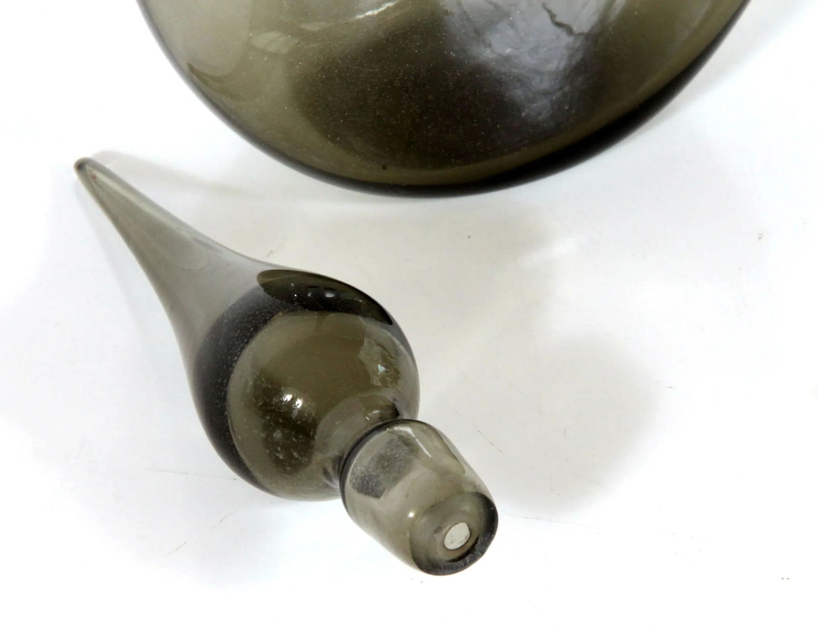 Oversized Mid Century Modern Ash Gray Venetian Murano Art Glass Decanter - 4