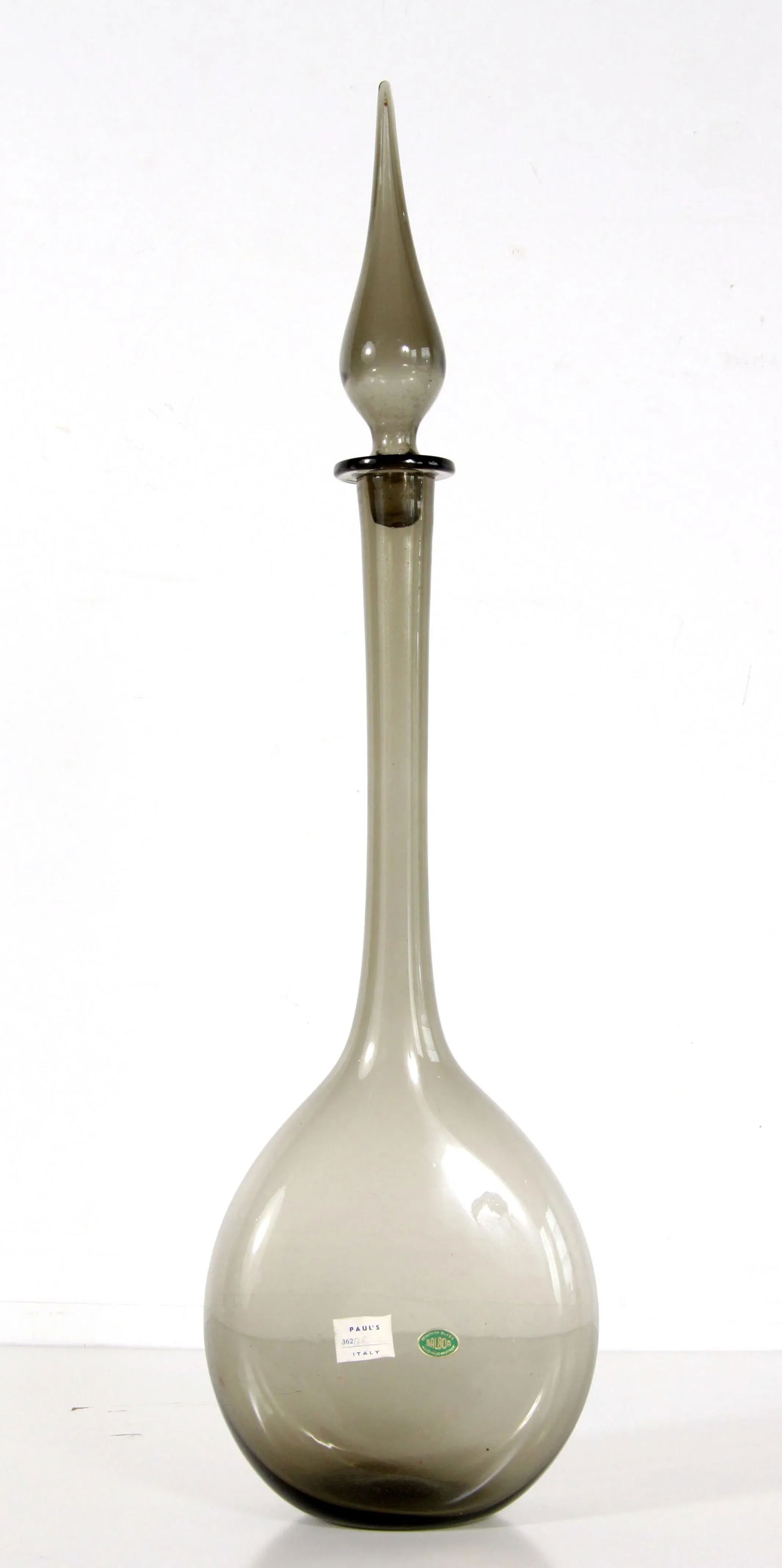 Oversized Mid Century Modern Ash Gray Venetian Murano Art Glass Decanter - 9