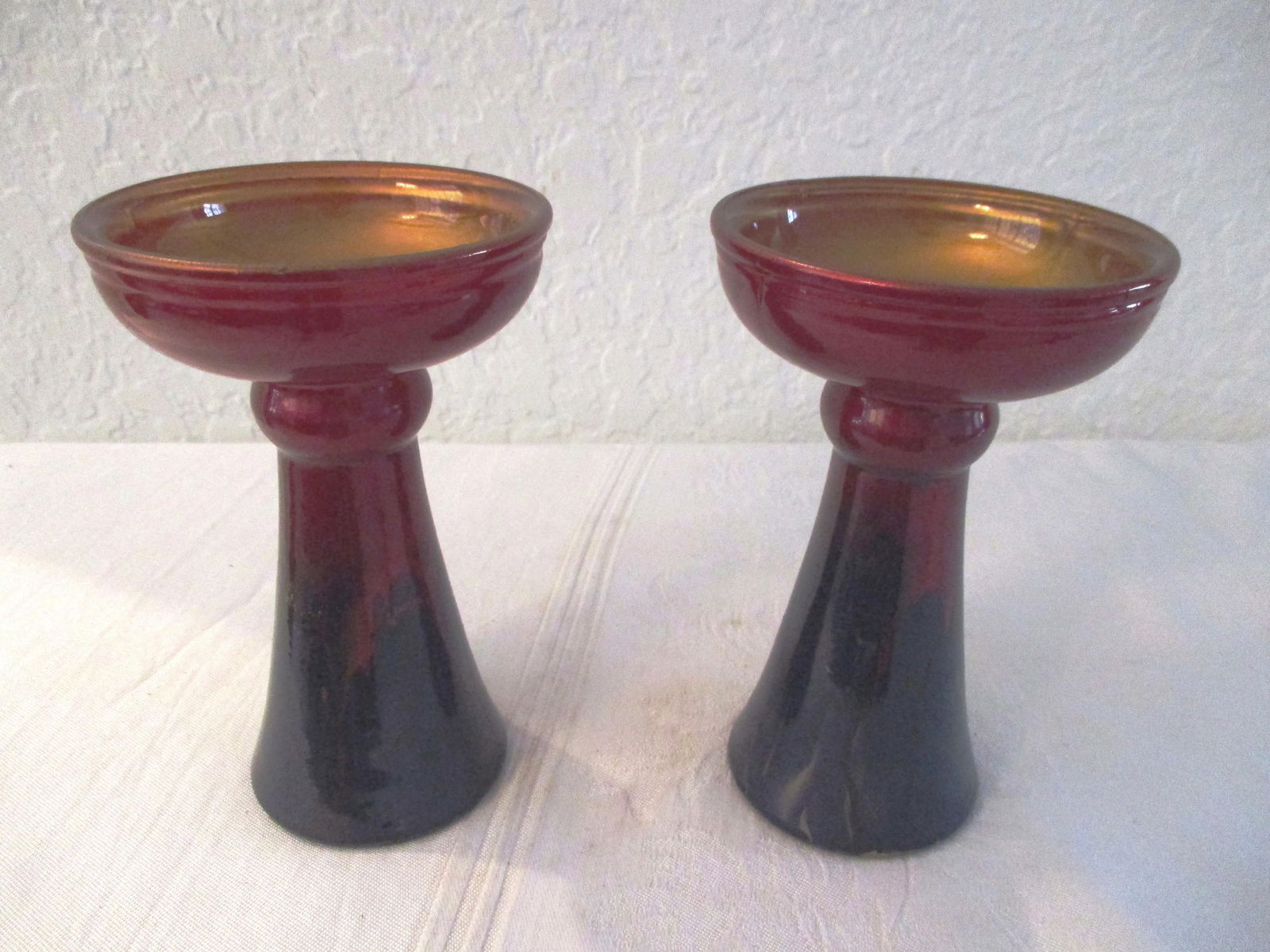 German Modern Abstract Glass Candle Holders, a Pair - 2