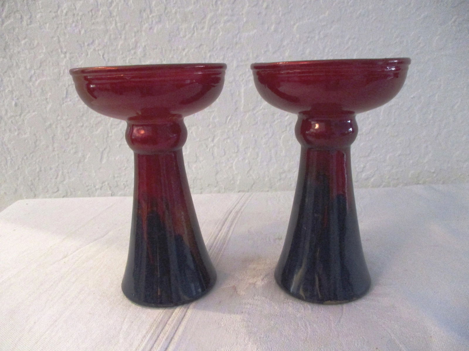 German Modern Abstract Glass Candle Holders, a Pair - 3