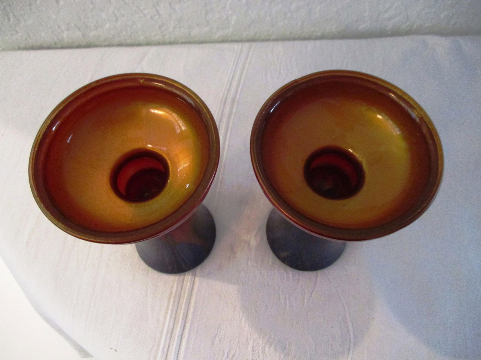 German Modern Abstract Glass Candle Holders, a Pair - 8