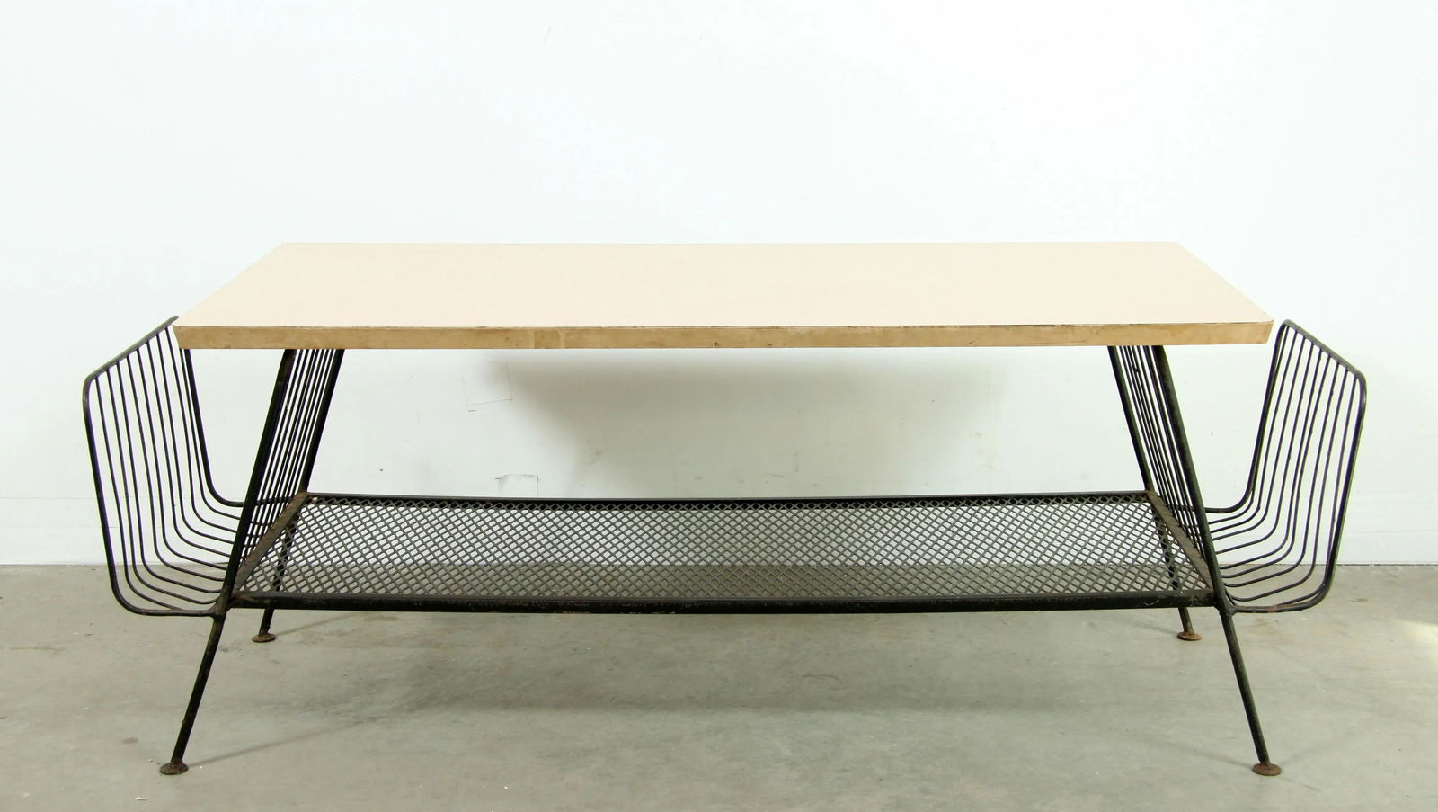 Mid Century Modern Wrought Iron Coffee Table W/ Magazine Racks in the Manner of Paul McCobb - 2