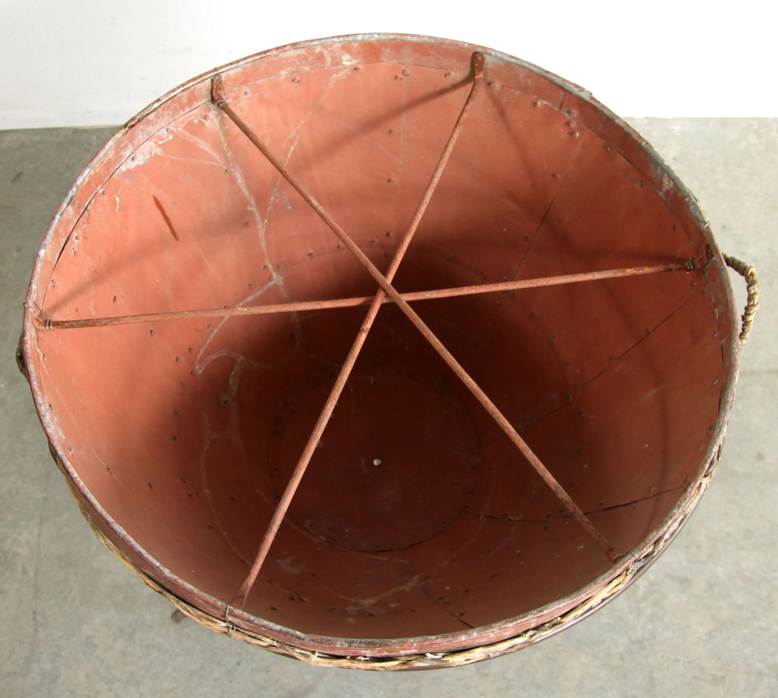 Late 20th Century Vintage BoHo Chic 24" Metal Drum Planter W/ Wrought Iron Stand - Set of 2 - 6