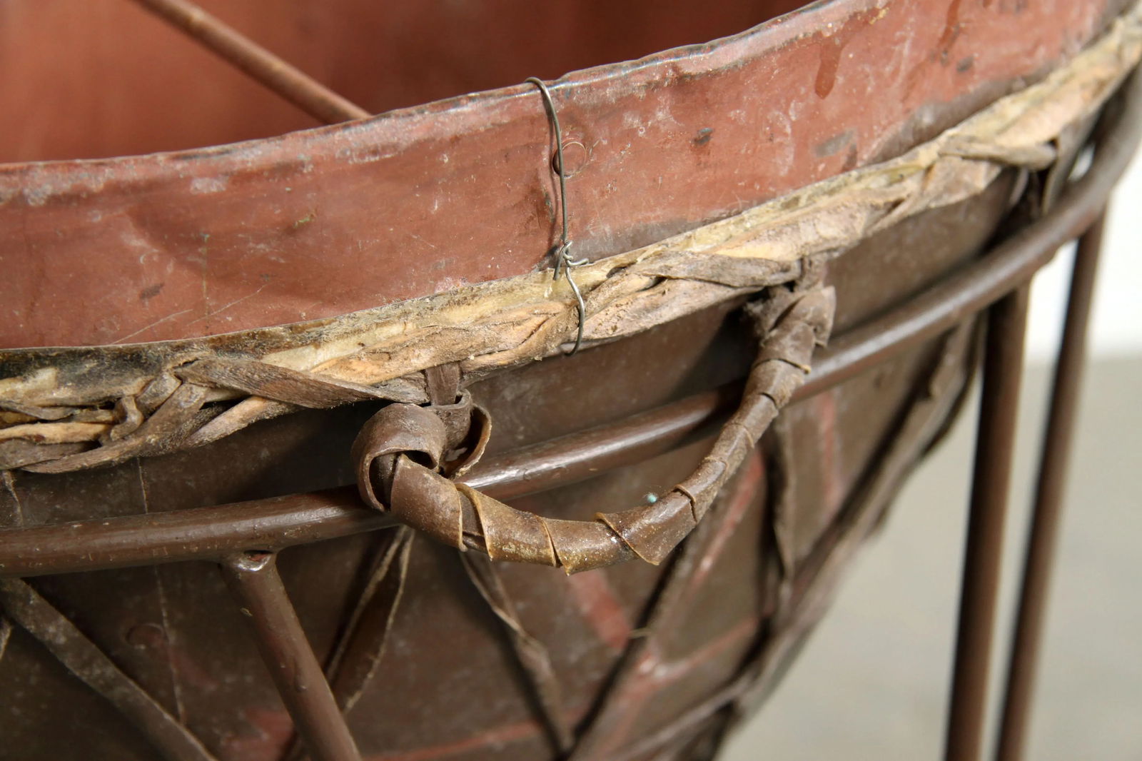 Late 20th Century Vintage BoHo Chic 24" Metal Drum Planter W/ Wrought Iron Stand - Set of 2 - 8
