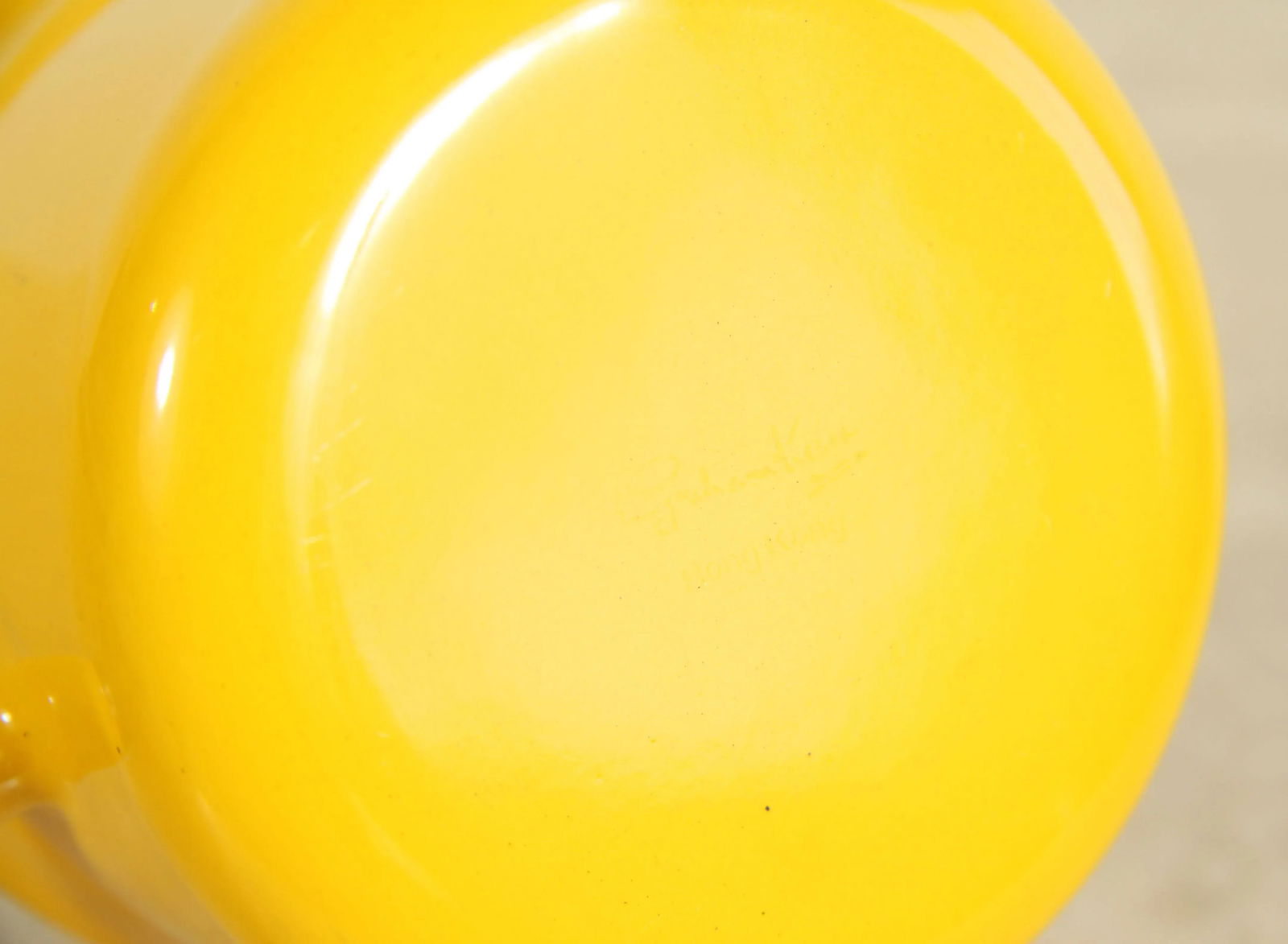 Mid Century Modern Yellow Enamel & Walnut Sauce Pan - 7