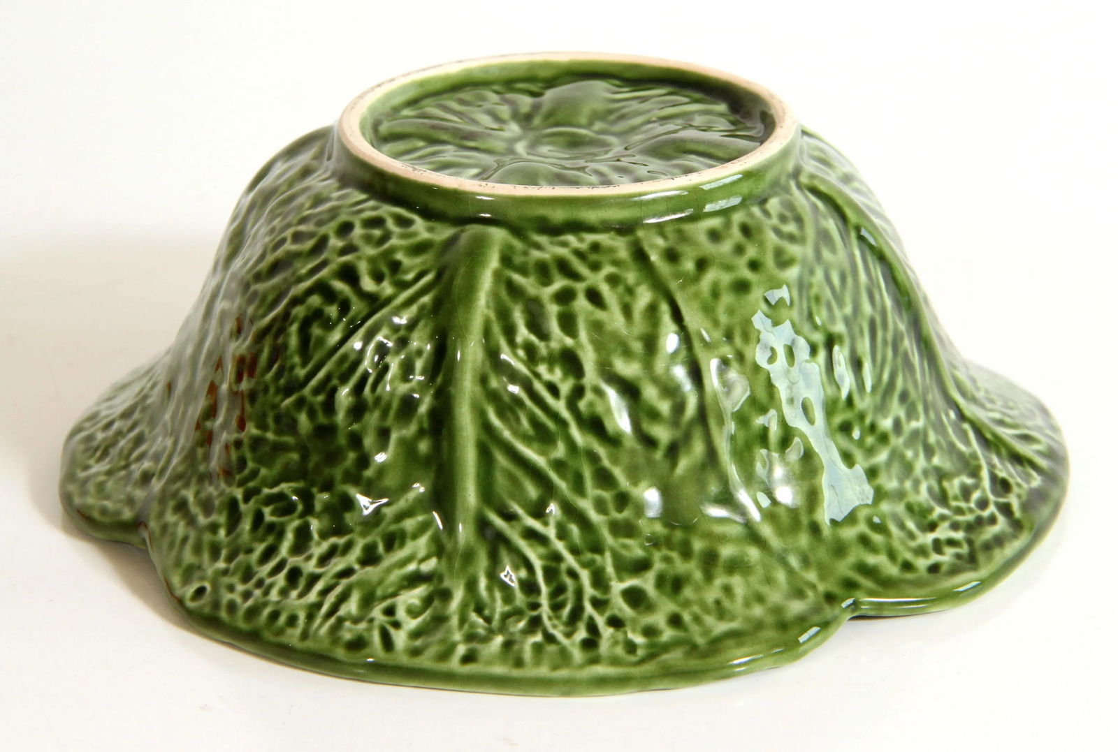 Vintage Trompe l'Oeil Cabbage Leaf Serving Bowl From Portugal Aka Cabbageware - 7