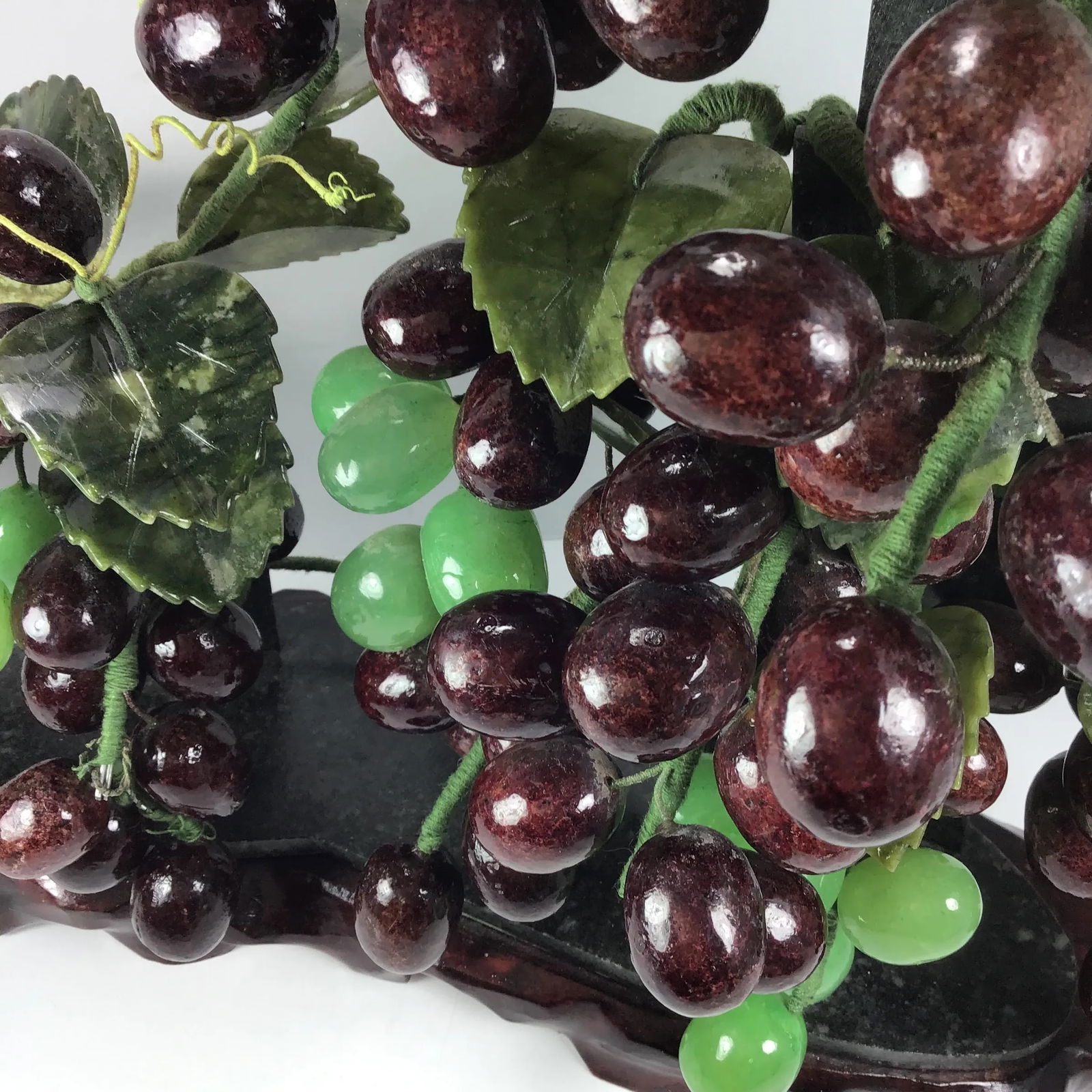 Asian Jade Stone Grape Bonsai Tree Mid 20th Century Chinese Oriental Asian Grape Bonsai Tree Vine Ja - 4