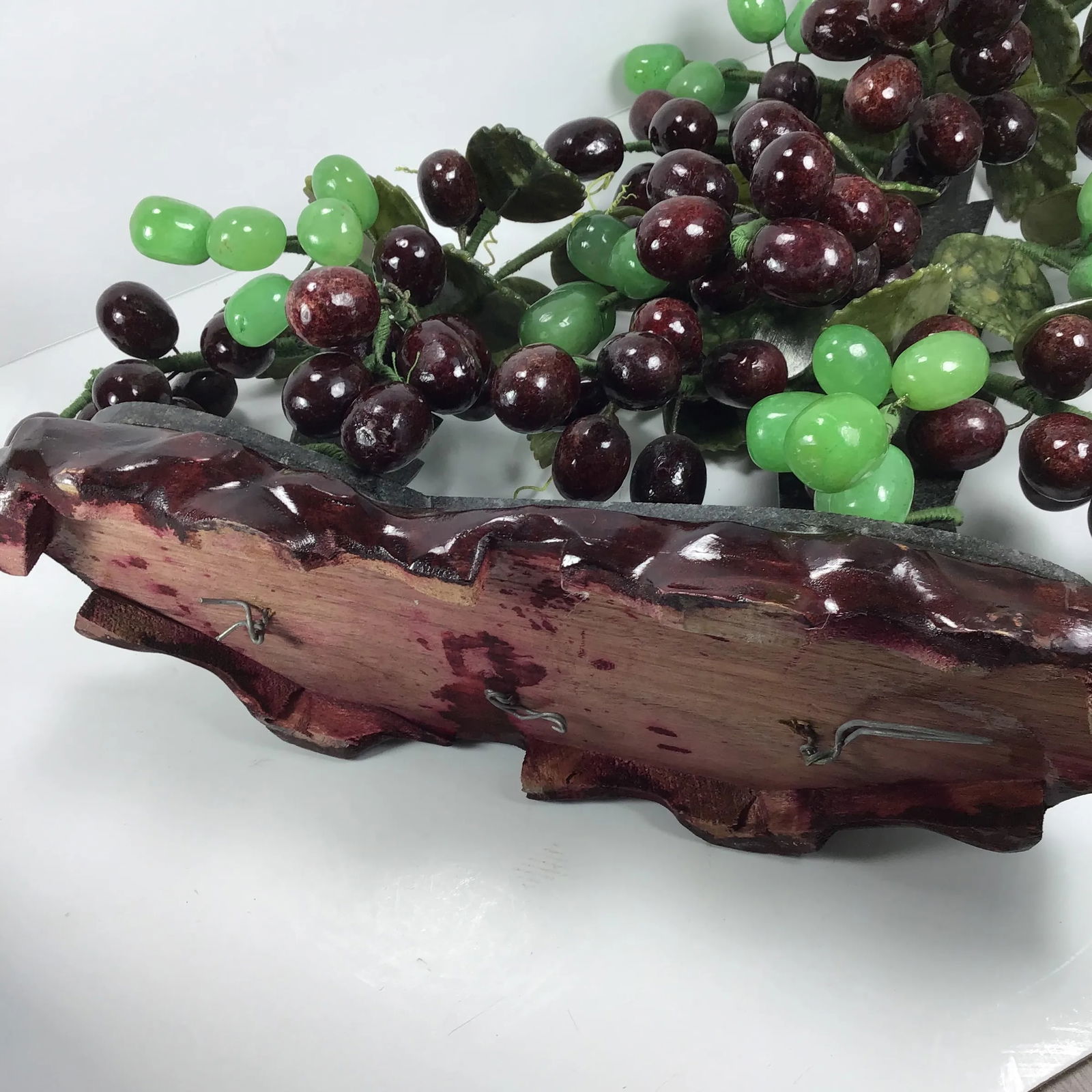 Asian Jade Stone Grape Bonsai Tree Mid 20th Century Chinese Oriental Asian Grape Bonsai Tree Vine Ja - 8