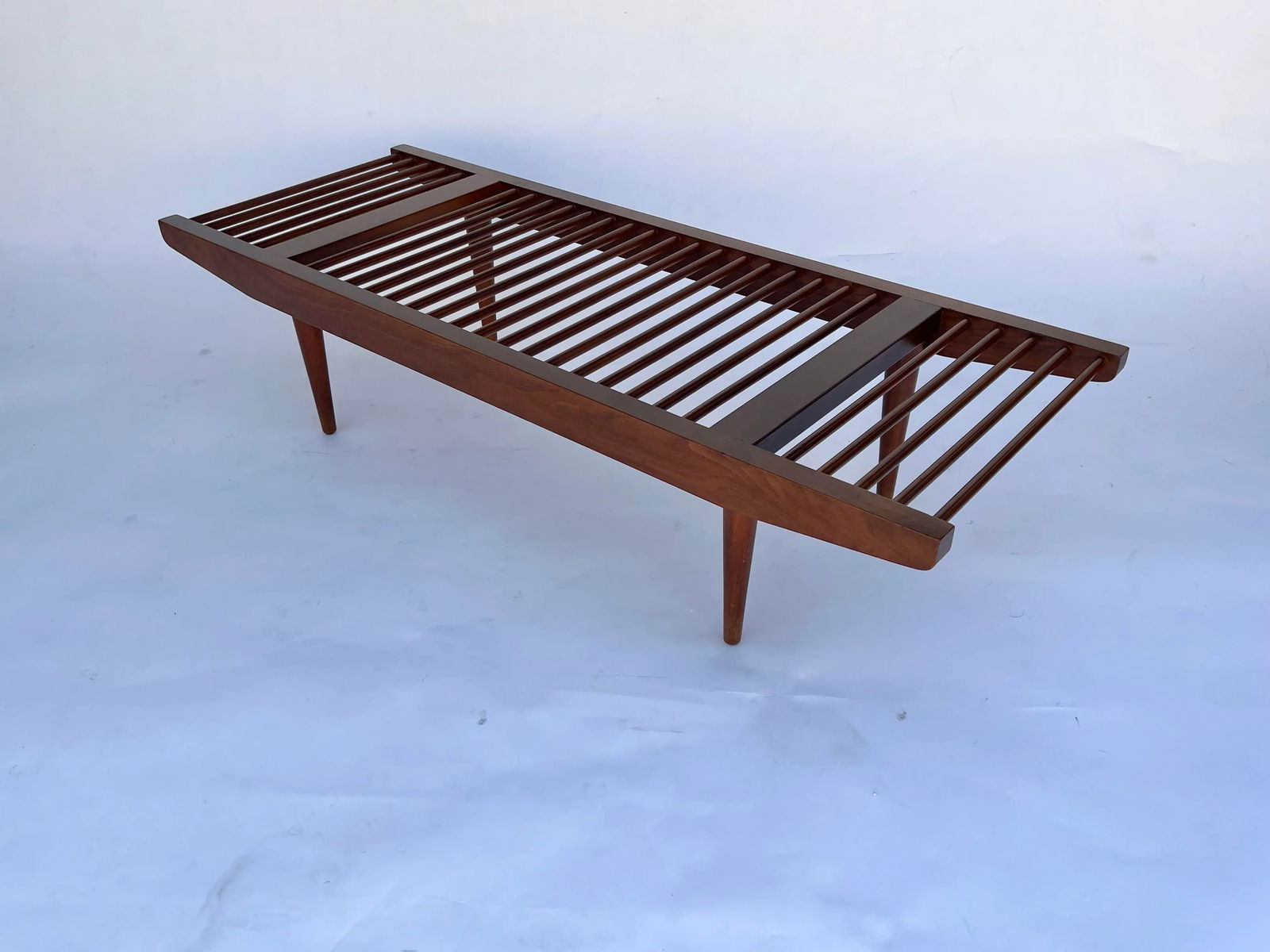 Attributed to Milo Baughman for Glenn of California Walnut Dowel Bench - 2
