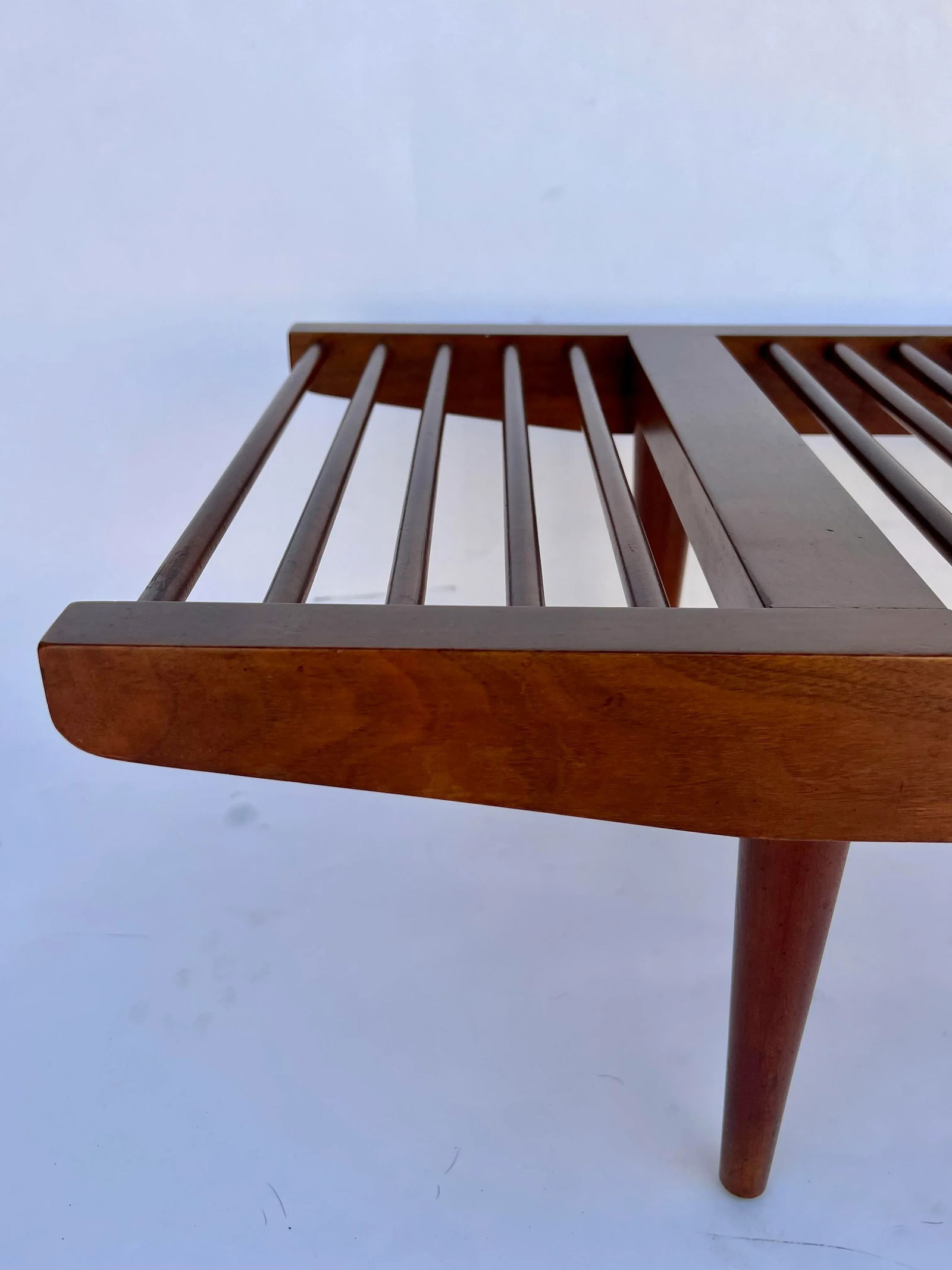 Attributed to Milo Baughman for Glenn of California Walnut Dowel Bench - 6
