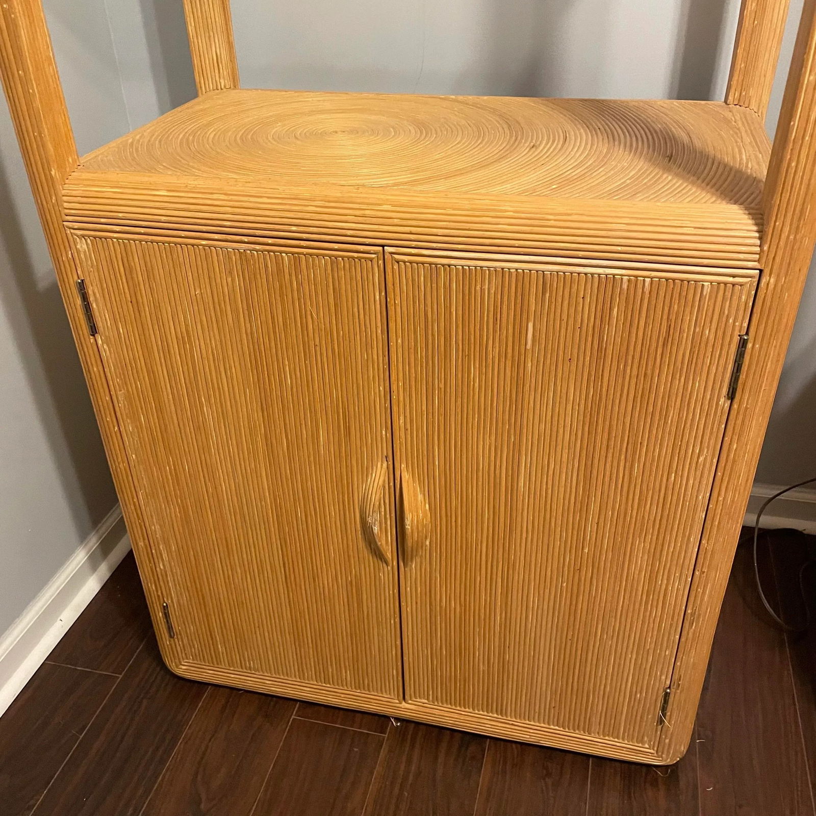 1970s Gabriella Crespi Pencil Reed Lighted Etagere With Two Door Storage - 12