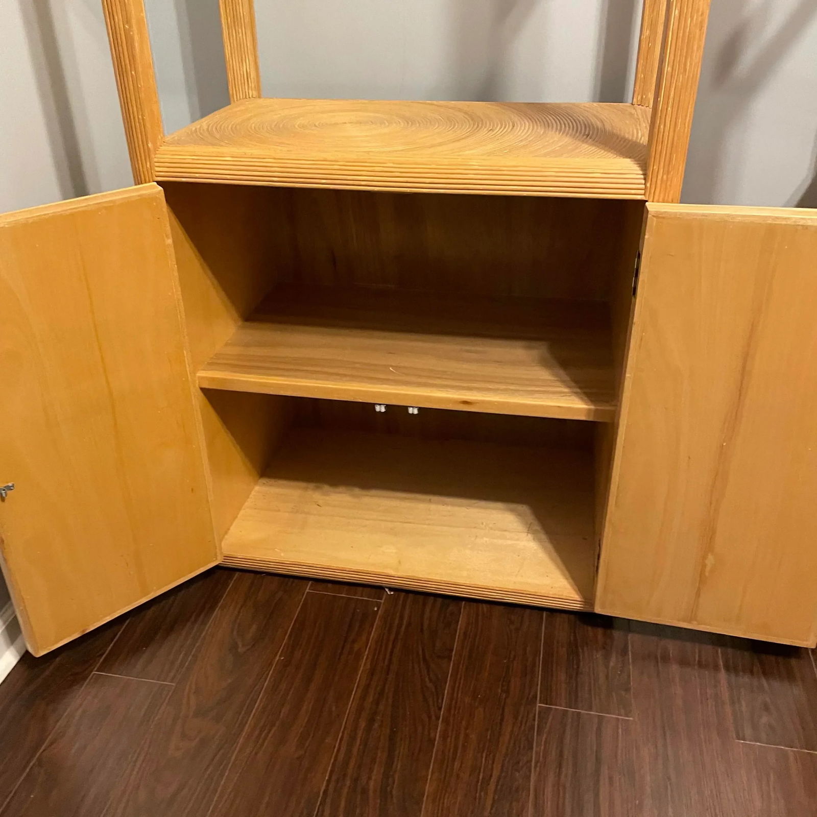 1970s Gabriella Crespi Pencil Reed Lighted Etagere With Two Door Storage - 8