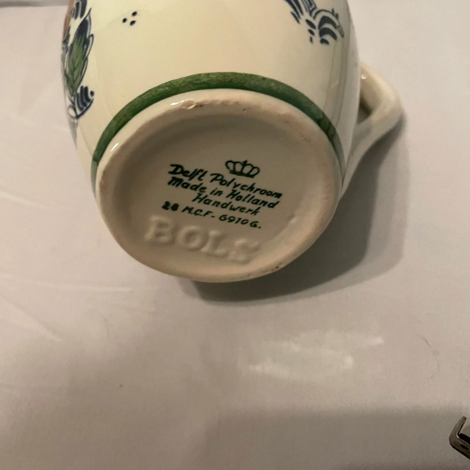 Vintage Delft Polychrome Floral Pitcher - 6