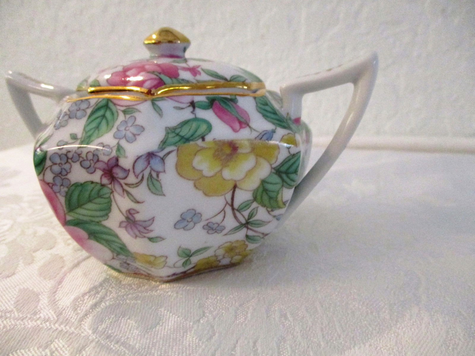Vintage Pastel Floral Porcelain Creamer & Sugar Bowl Set- 2 Pieces - 3