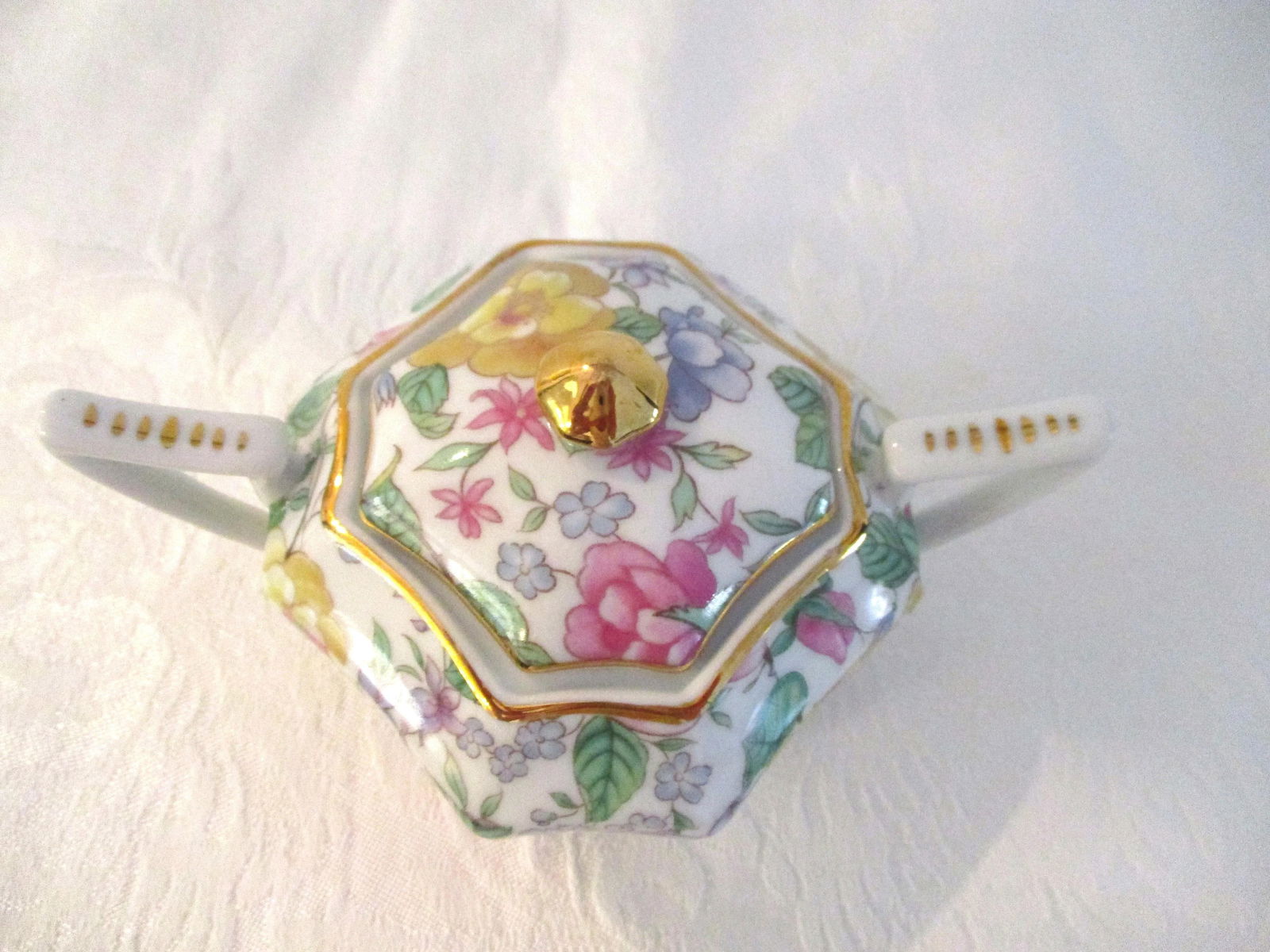 Vintage Pastel Floral Porcelain Creamer & Sugar Bowl Set- 2 Pieces - 4