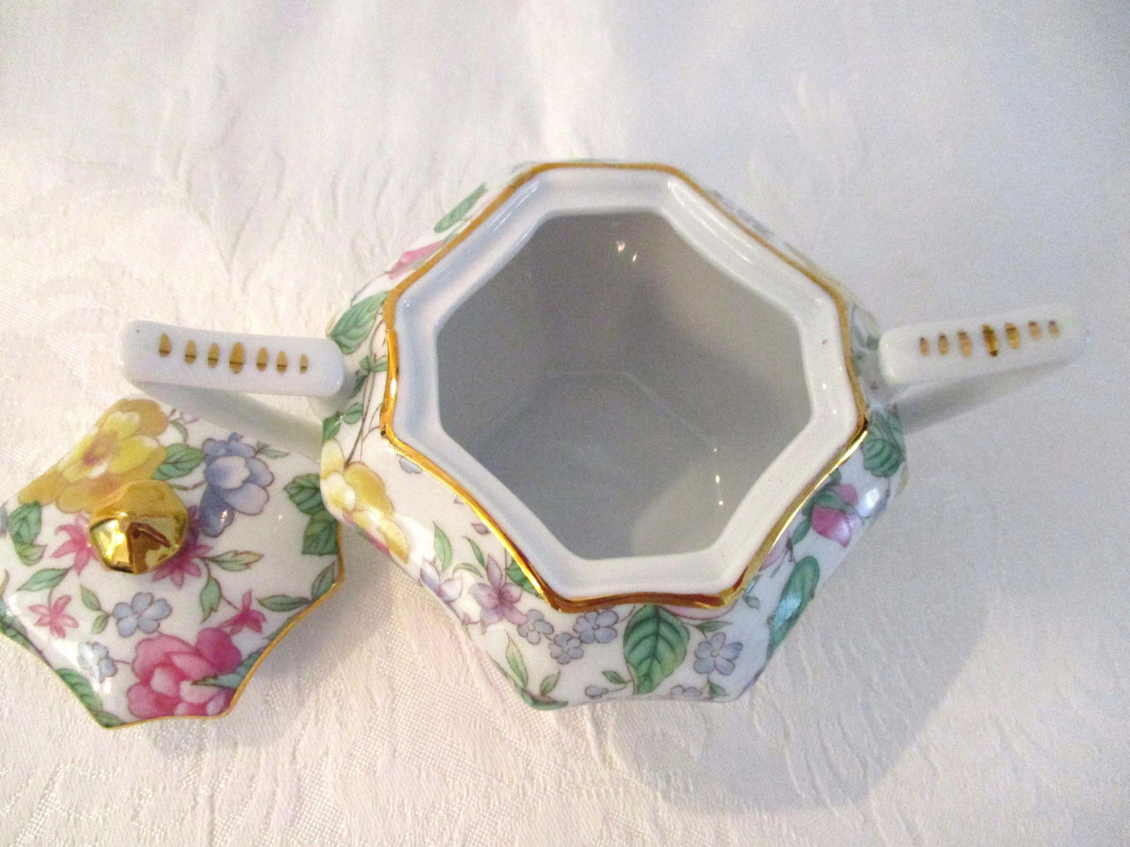 Vintage Pastel Floral Porcelain Creamer & Sugar Bowl Set- 2 Pieces - 5