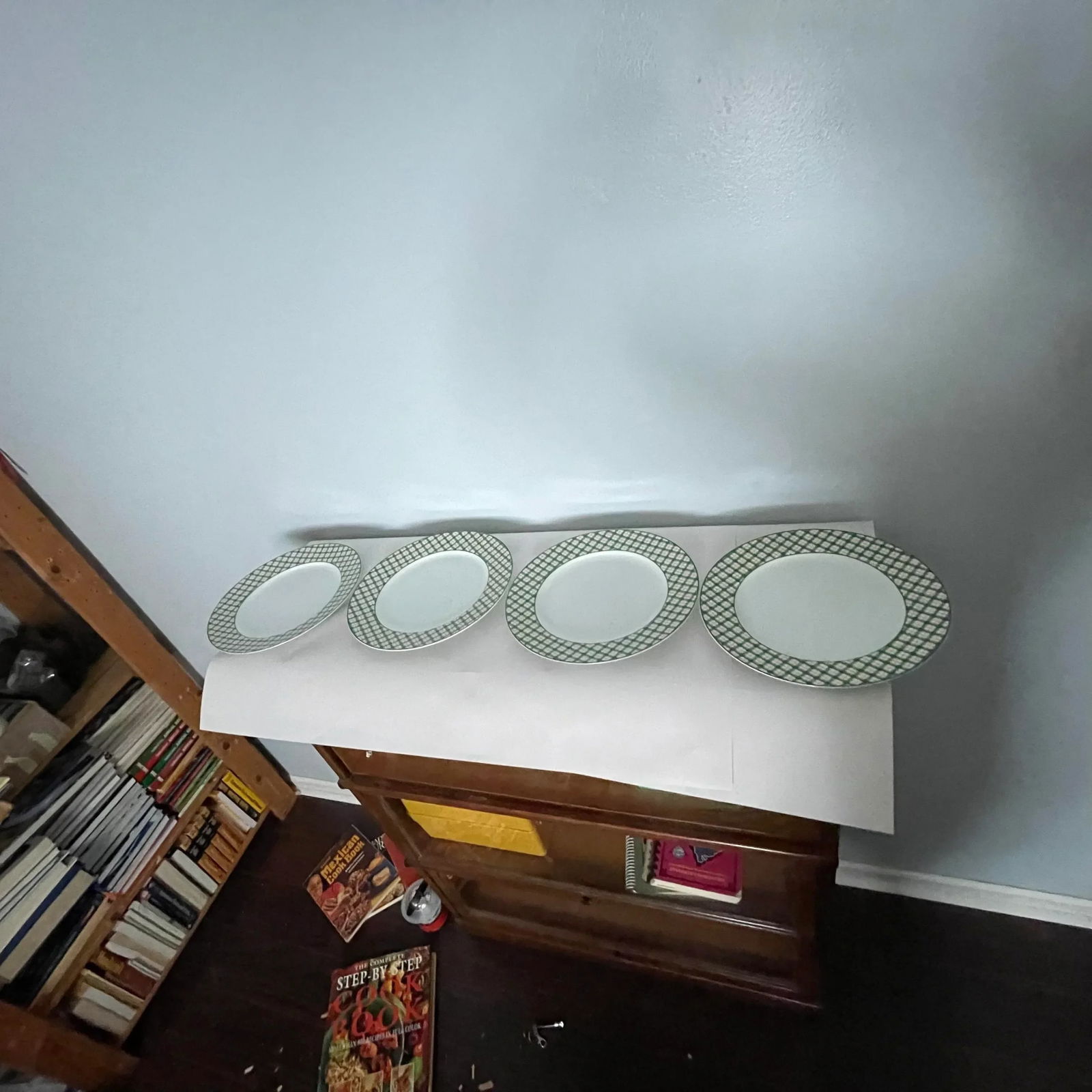 1975 Fitz and Floyd Green and Orange Tartan Rimmed Plates- Set of 3 - 5