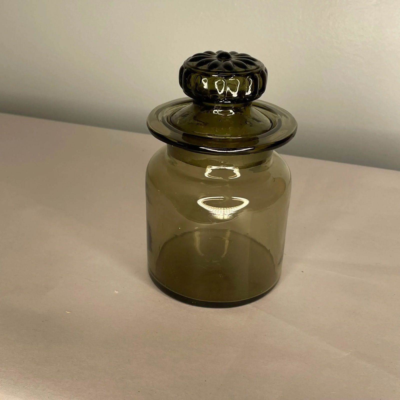 Vintage Smoked Glass Canister With Lid - 2