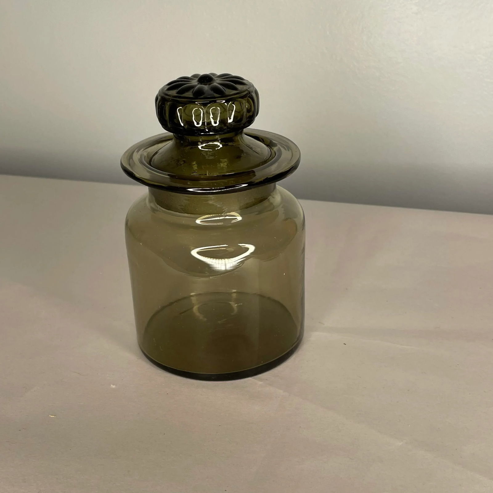 Vintage Smoked Glass Canister With Lid - 3