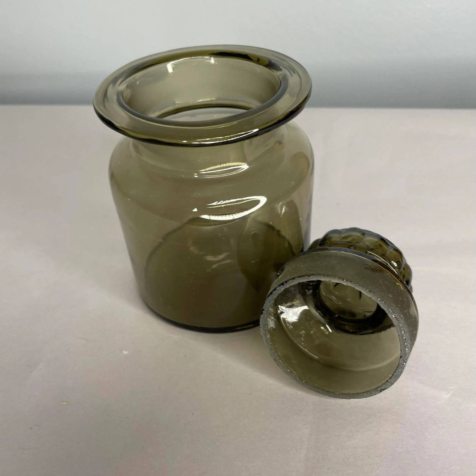 Vintage Smoked Glass Canister With Lid - 6
