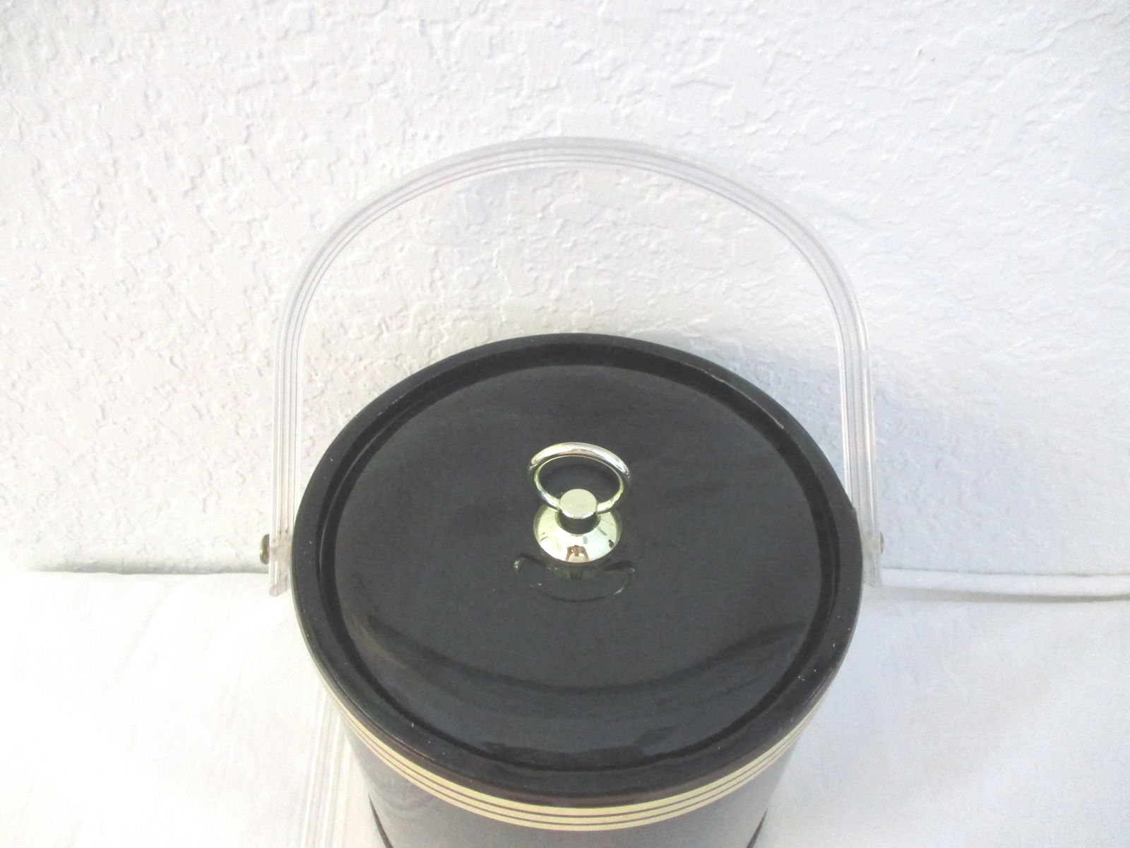 Vintage Jade Green & Black Faux Marble Ice Bucket - 3