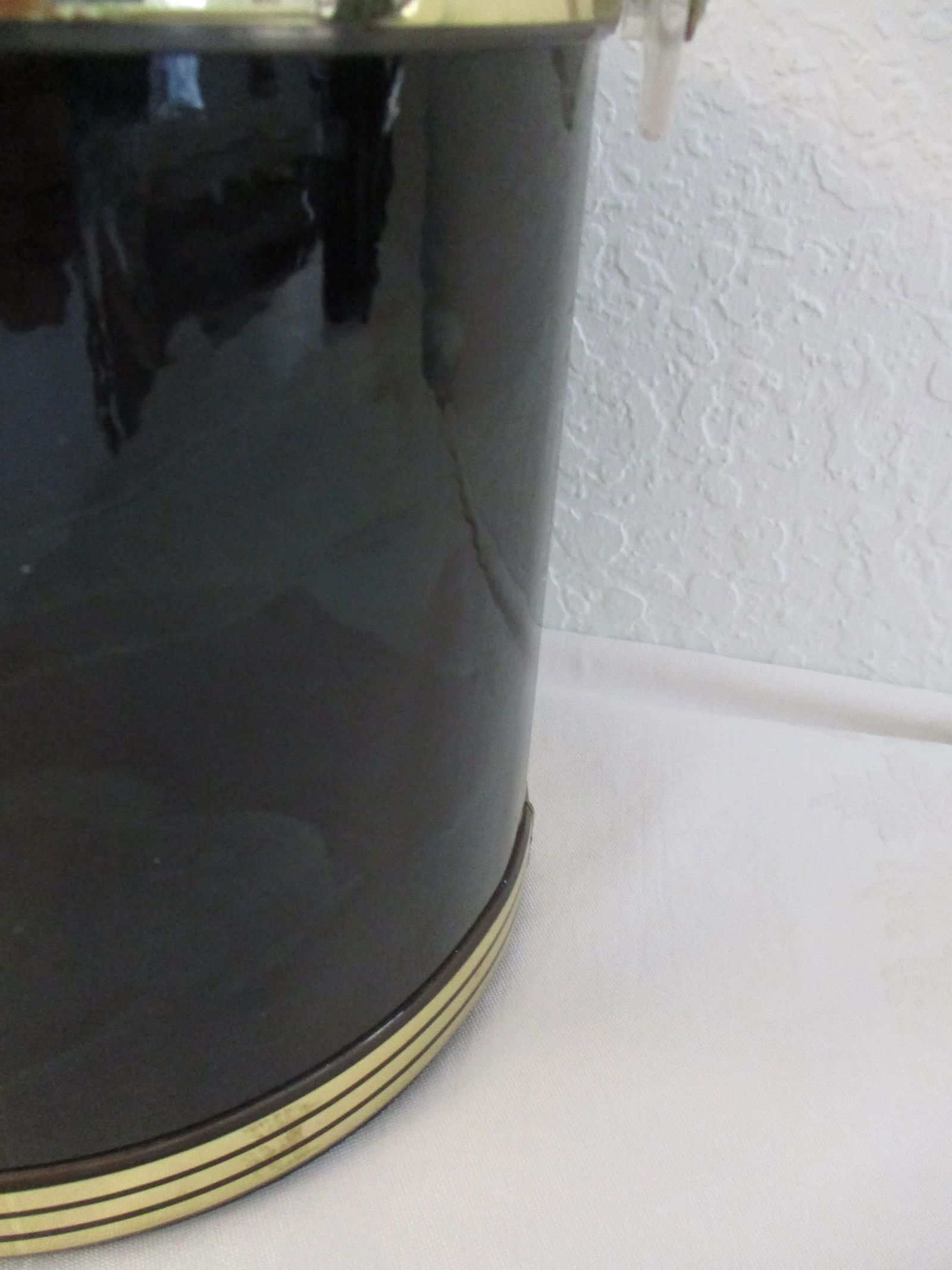 Vintage Jade Green & Black Faux Marble Ice Bucket - 6