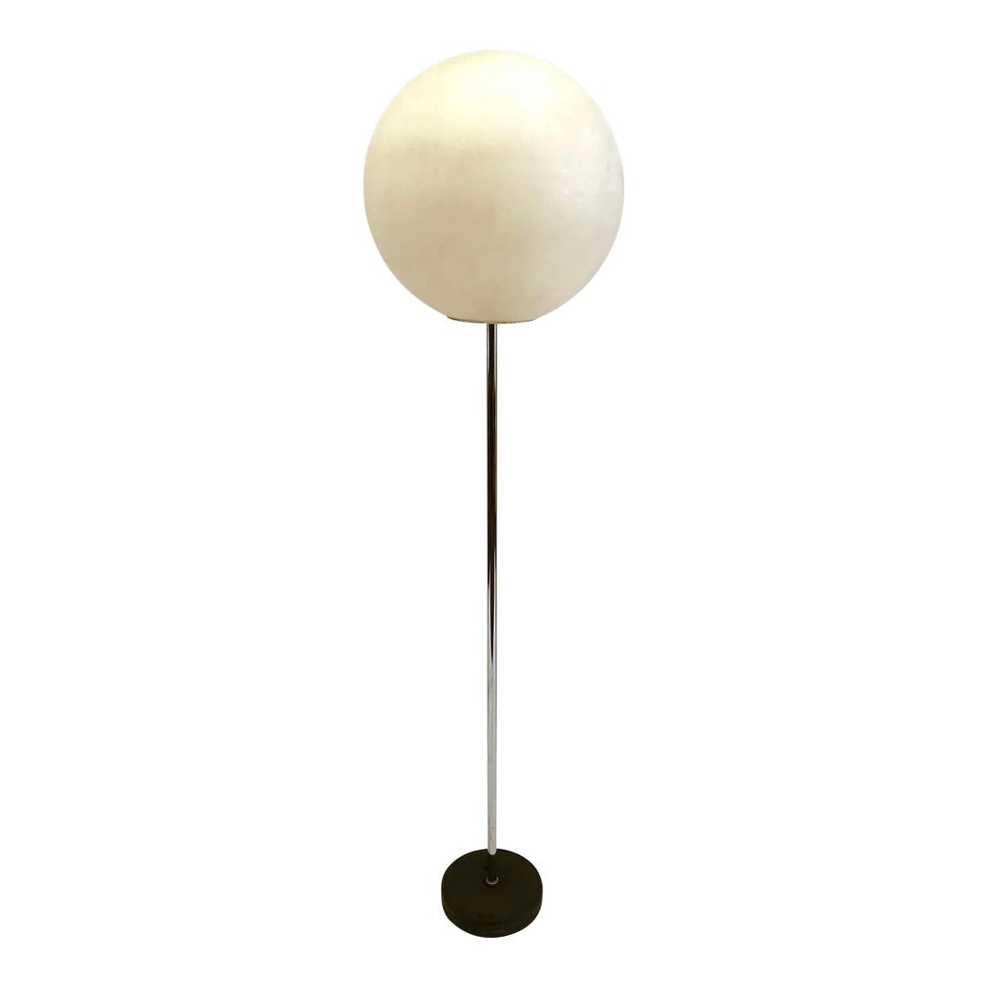 Mid Century Modern Vintage Neal Small for Sonneman Lollipop Globe Floor Lamp: Vintage c.1970's mid century modern chrome & white polypropylene globe floor lamp, by the well known designer, Neil Small for Sonneman! Great styling, wonderful scale, and in very good overall