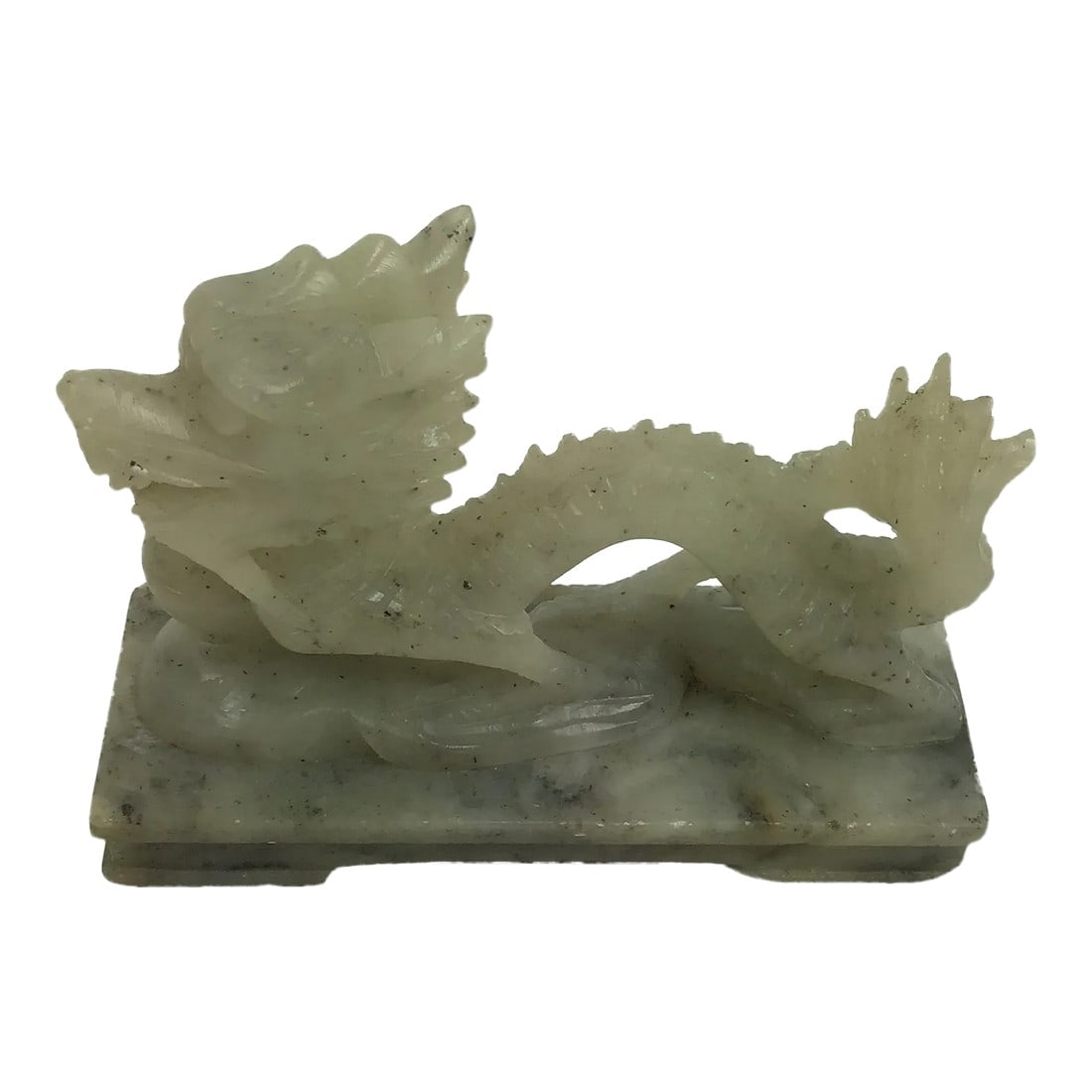 Dragon Mini Asian Green Jade Color Soapstone Dragon Vintage Miniature Gray Carved Soapstone Dragon F (1 of 9)