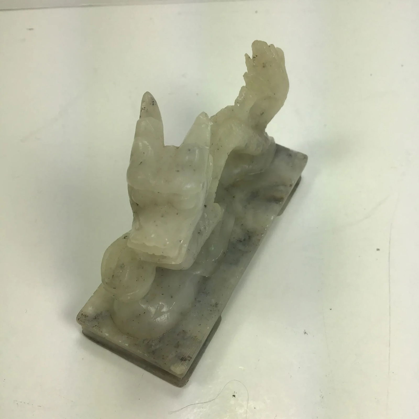 Dragon Mini Asian Green Jade Color Soapstone Dragon Vintage Miniature Gray Carved Soapstone Dragon F - 3